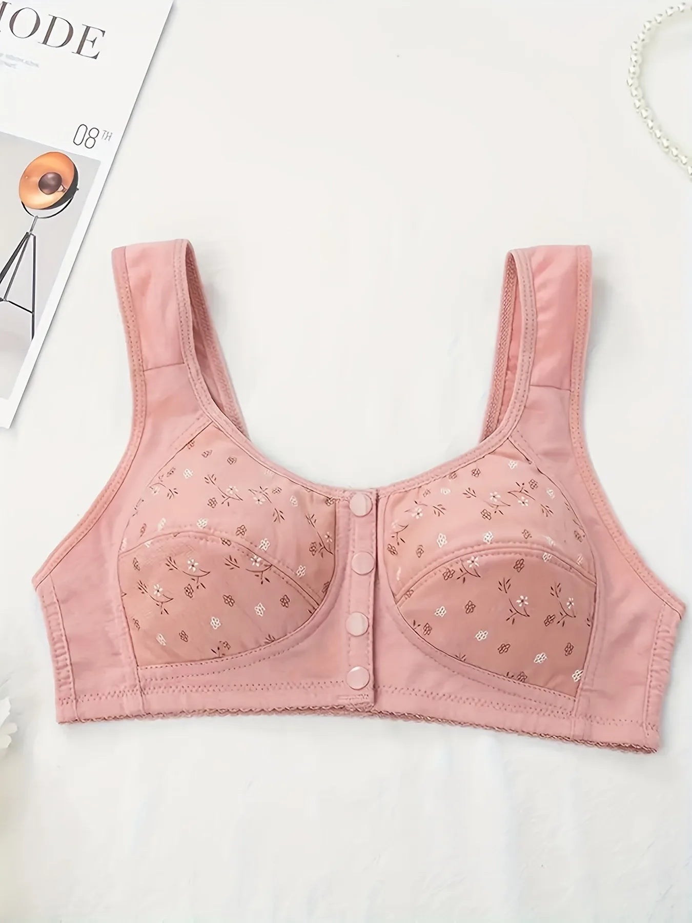 Floral Lace Wireless Bra For Women With Adjustable Breathable Support
