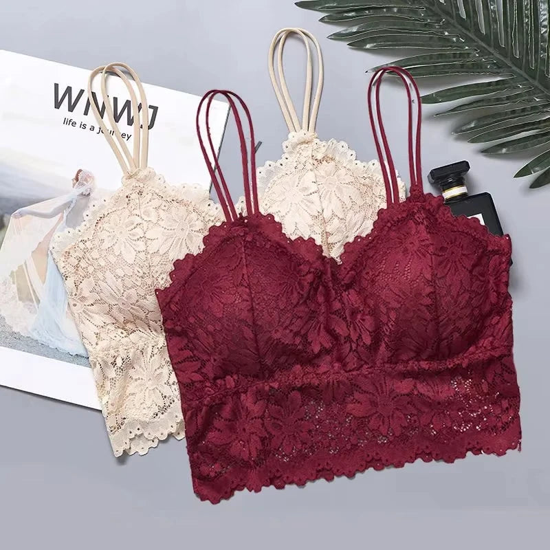 Women's Sexy Lace Bra and Panty Set 4pc Seamless Breathable Lingerie