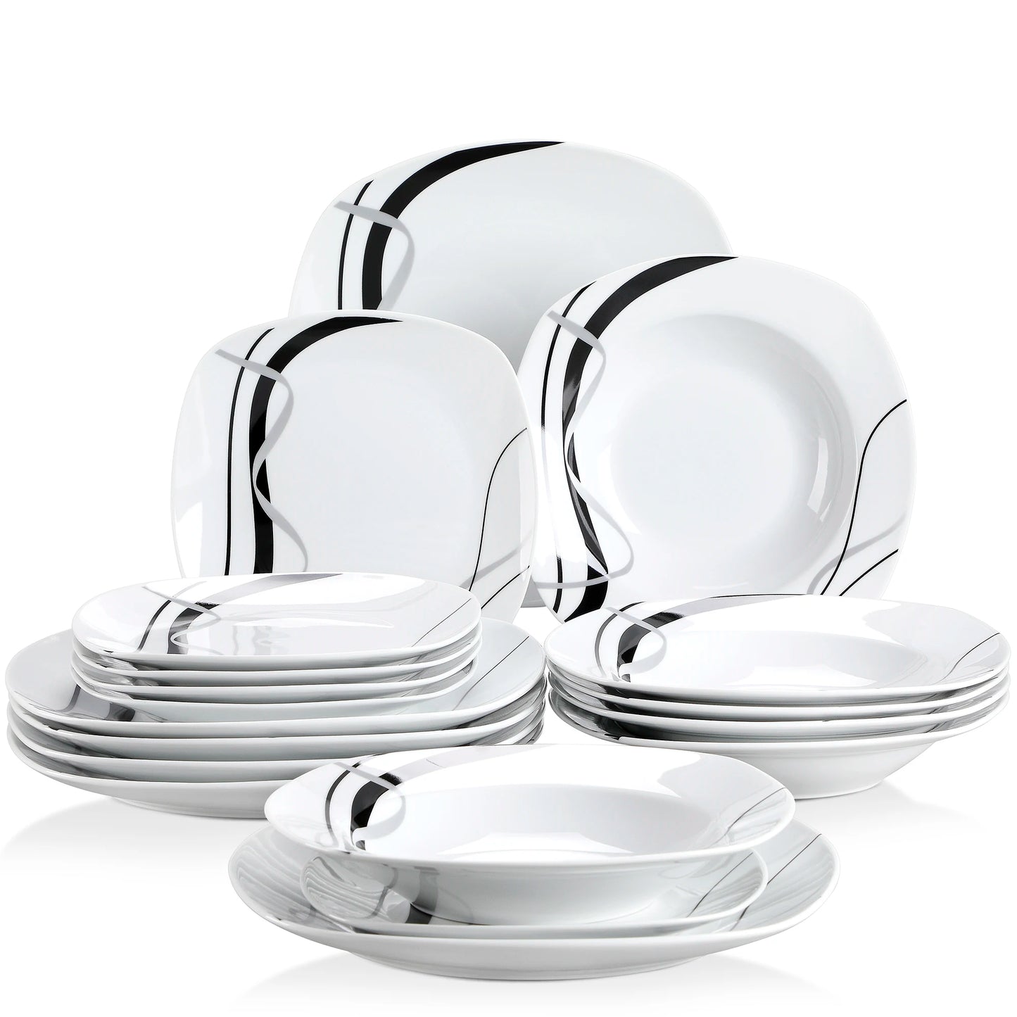 Malacasa Fiona Porcelain Dinnerware Set Dinner Plates Dessert Plates