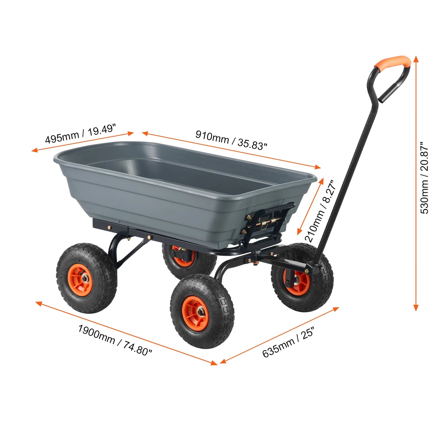 SucceBuy Dump Cart Poly Garden Cart With 2in1 Convertible Handle
