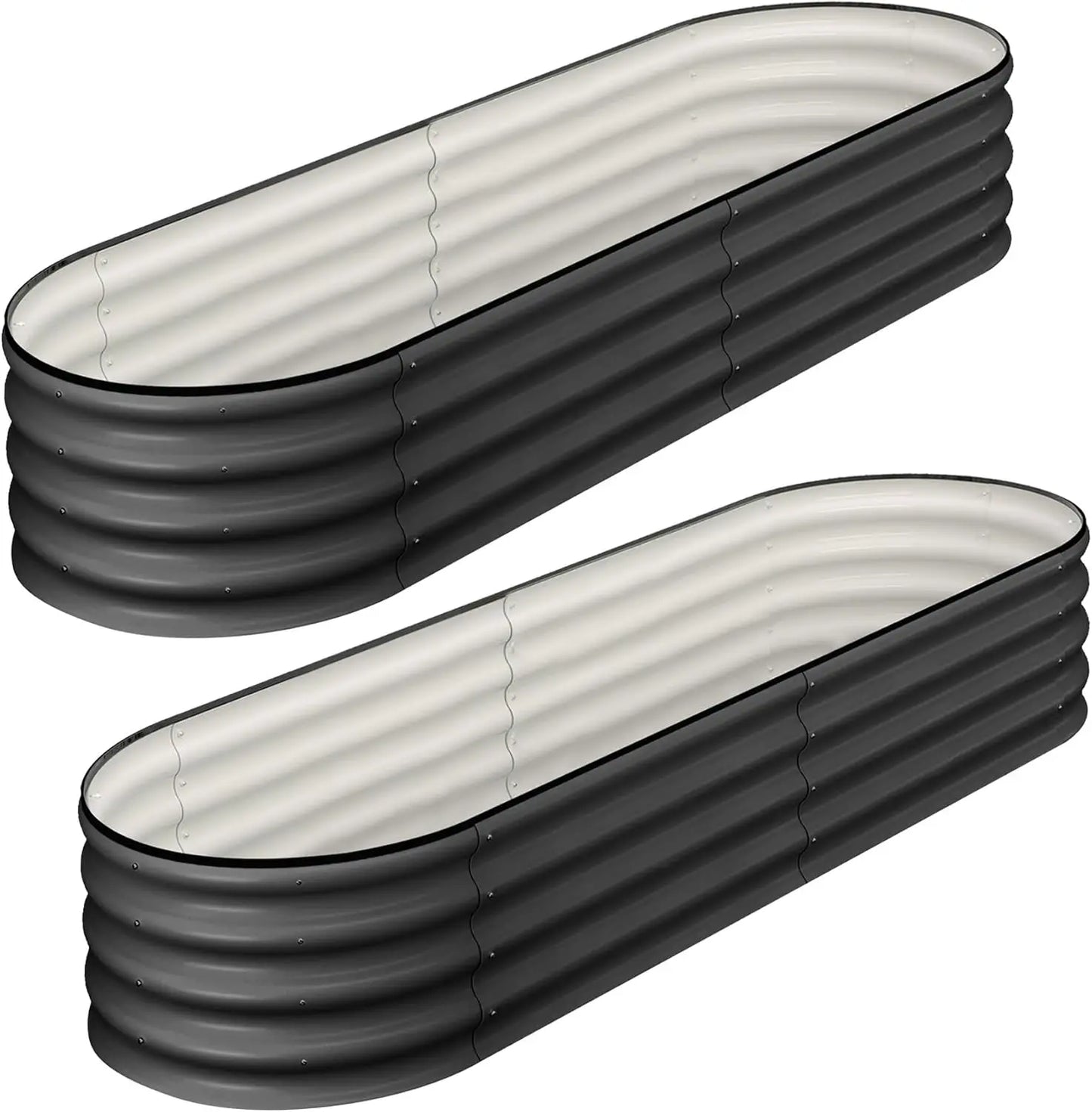 HiMISS Oval Galvanized Raised Garden Bed Set for Outdoor Use