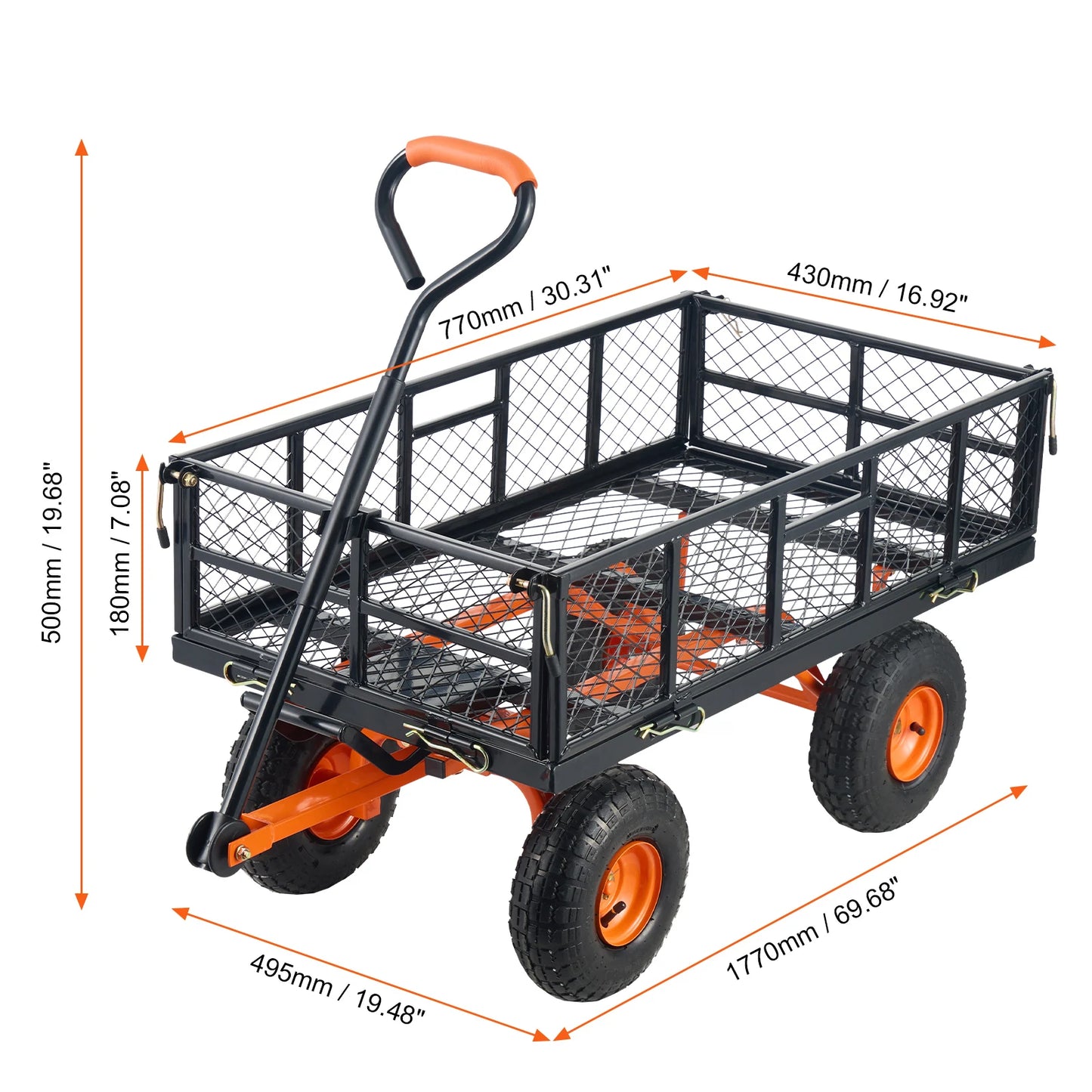 SucceBuy Garden Cart Sturdy Utility Wagon With Dump Cart Capacity