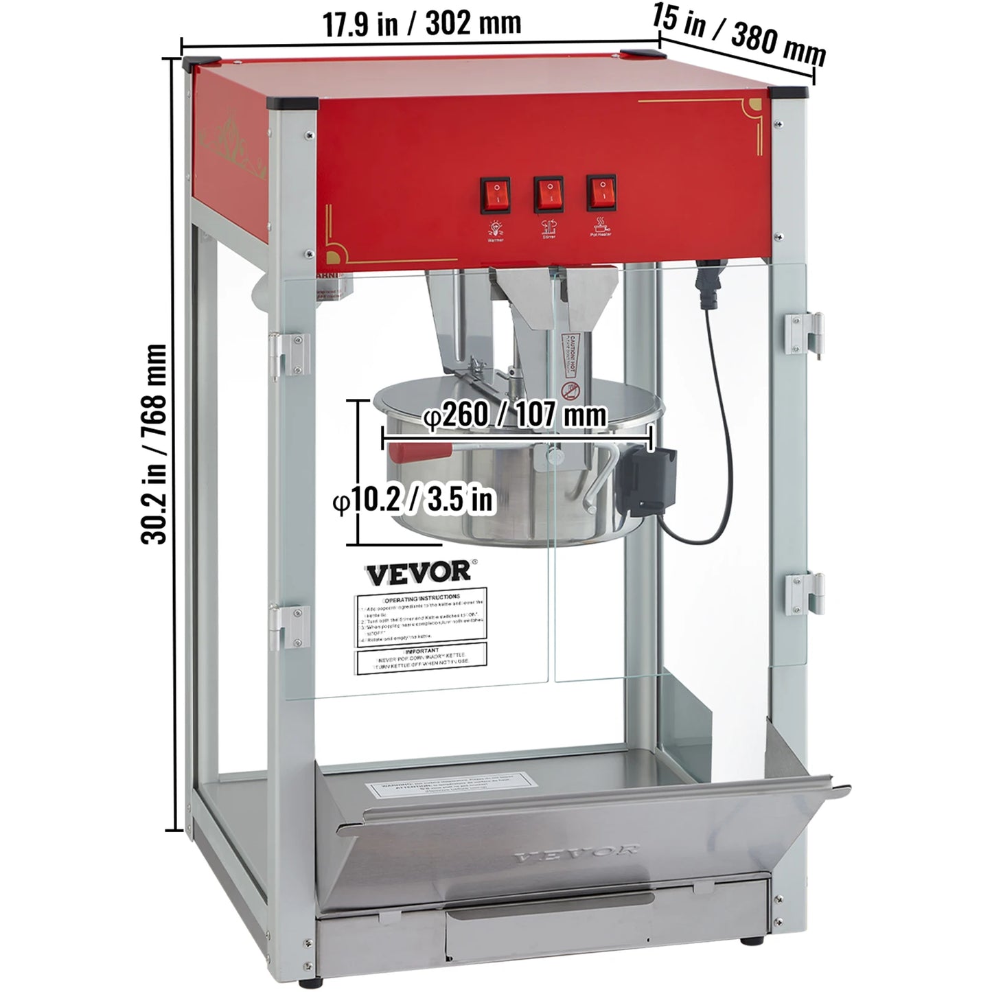 SucceBuy Commercial Popcorn Maker Automatic Popper Machine With Scoop