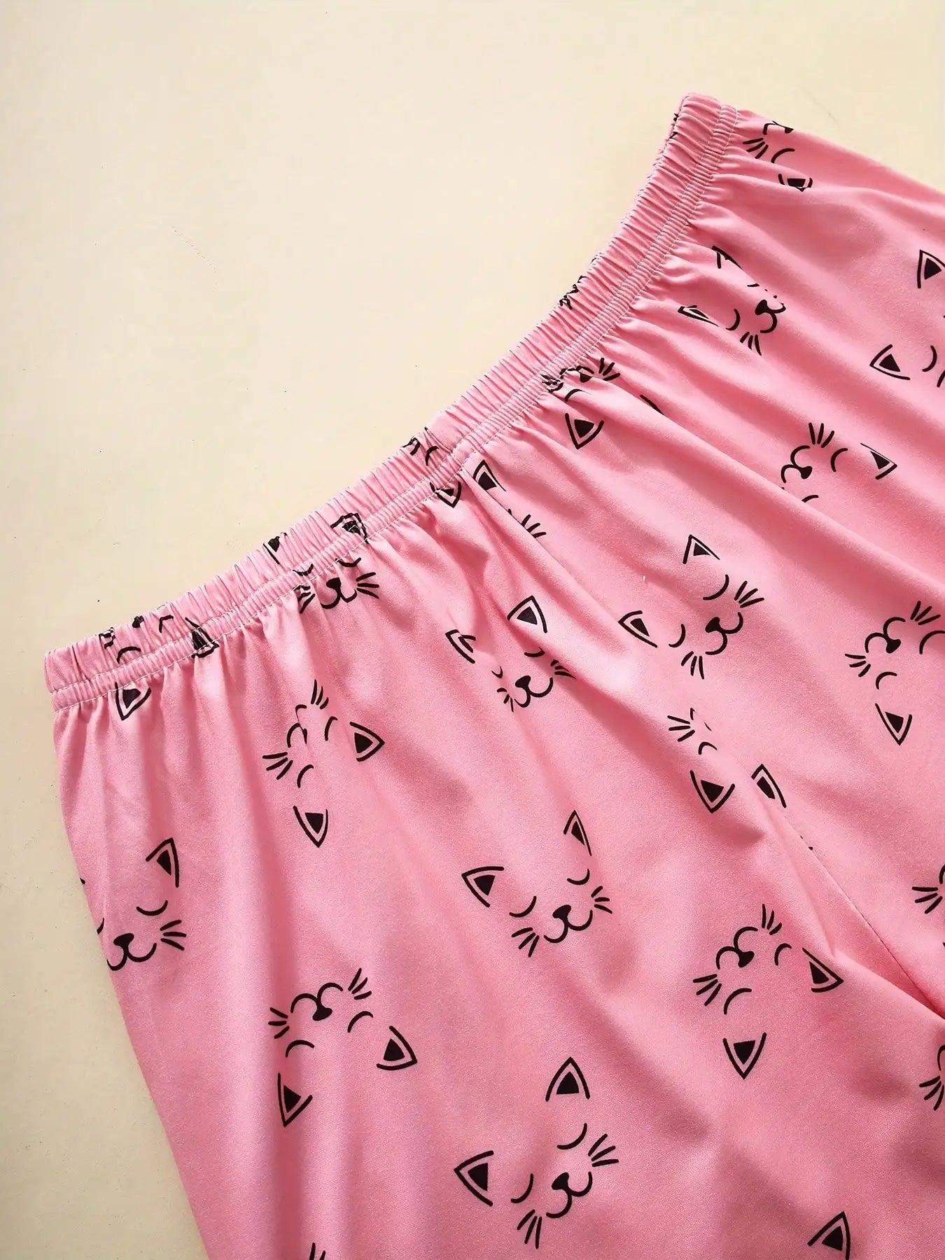 Cute Cartoon Cat Print Women's Pajama Set for Summer
