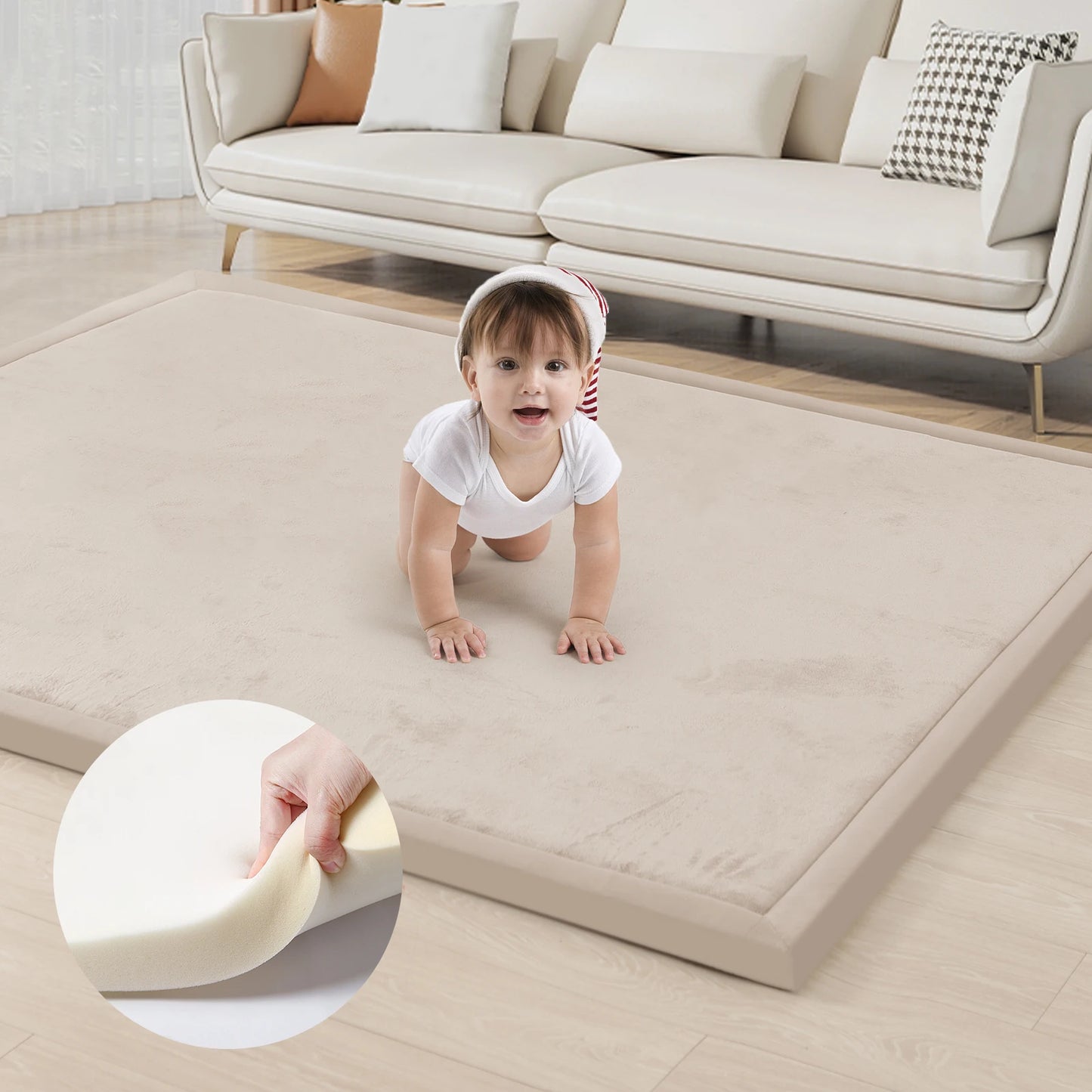 PaPaMat Memory Foam Playpen Mat With Non Slip Bottom For Living Room Rug