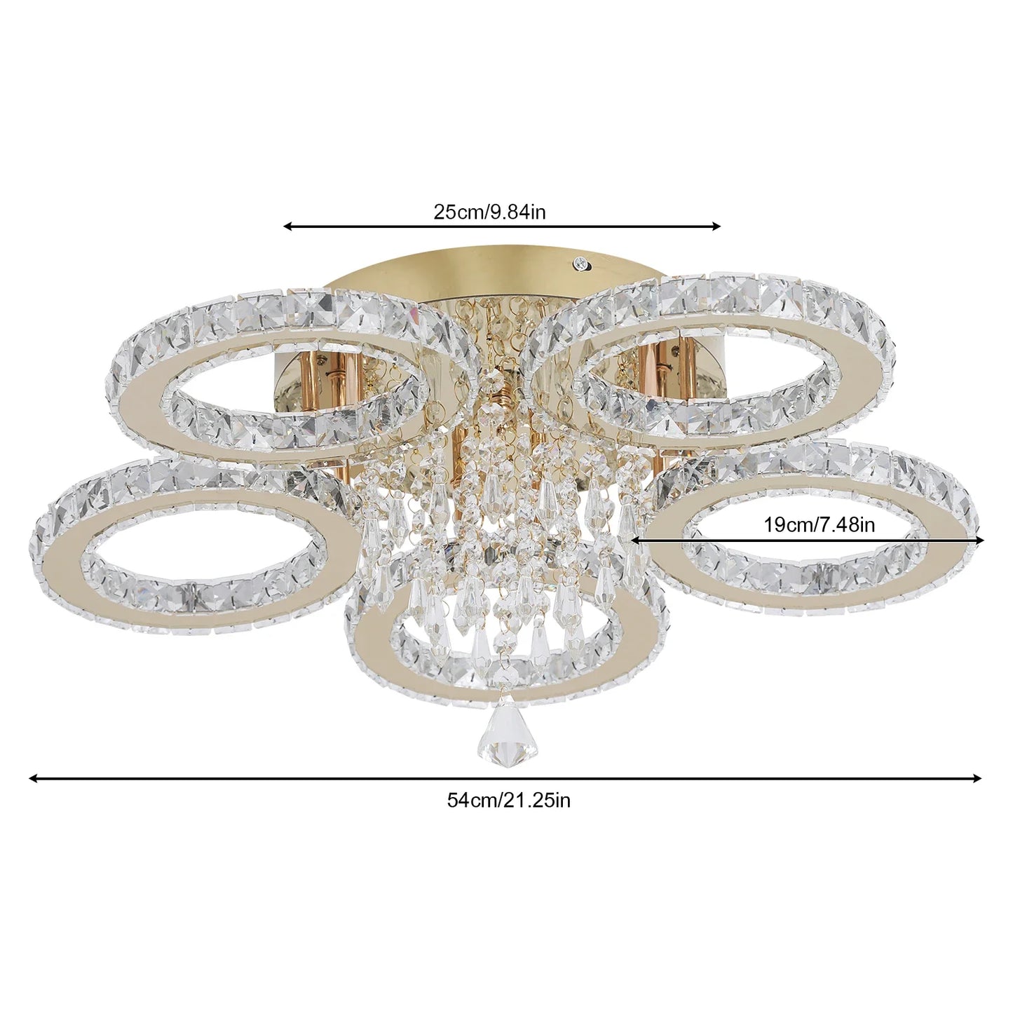 VETRULUS Crystal Ceiling Chandelier LED Light for Living Room