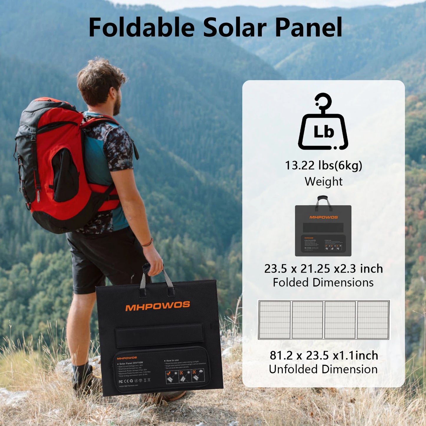 MHPOWOS Portable Solar Charger 220W Foldable Panel Kit Power Stations