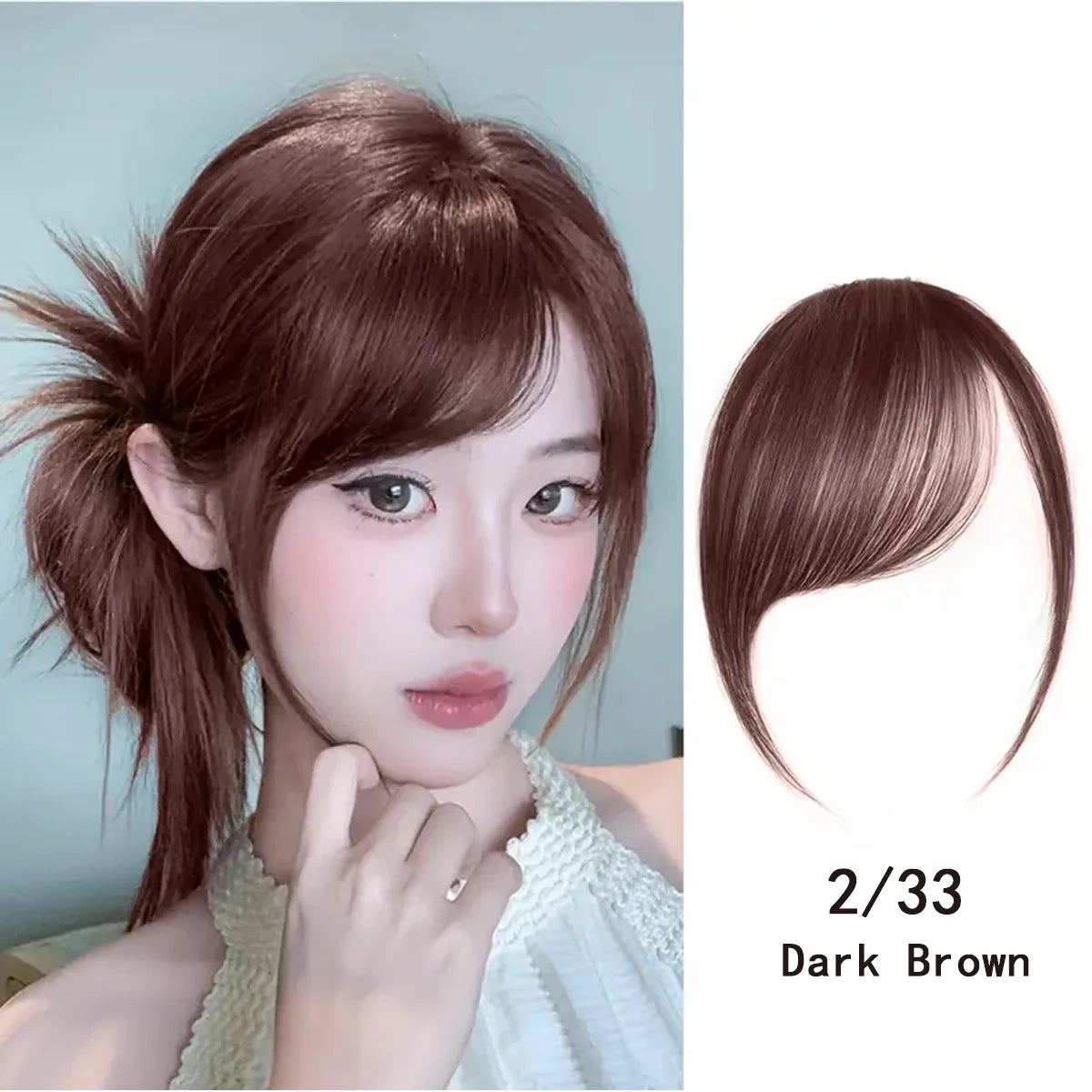 Synthetic Slanted Bangs Clip In Hair Extensions for Women