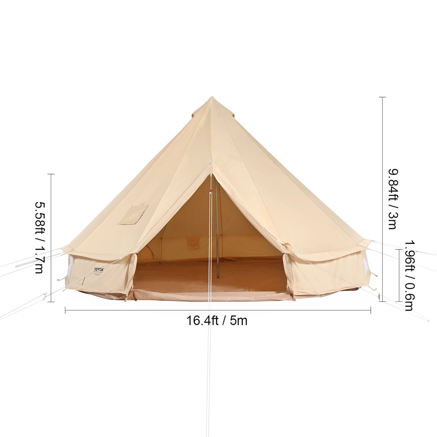 SucceBuy Canvas Bell Tent For Camping Holds 8 People