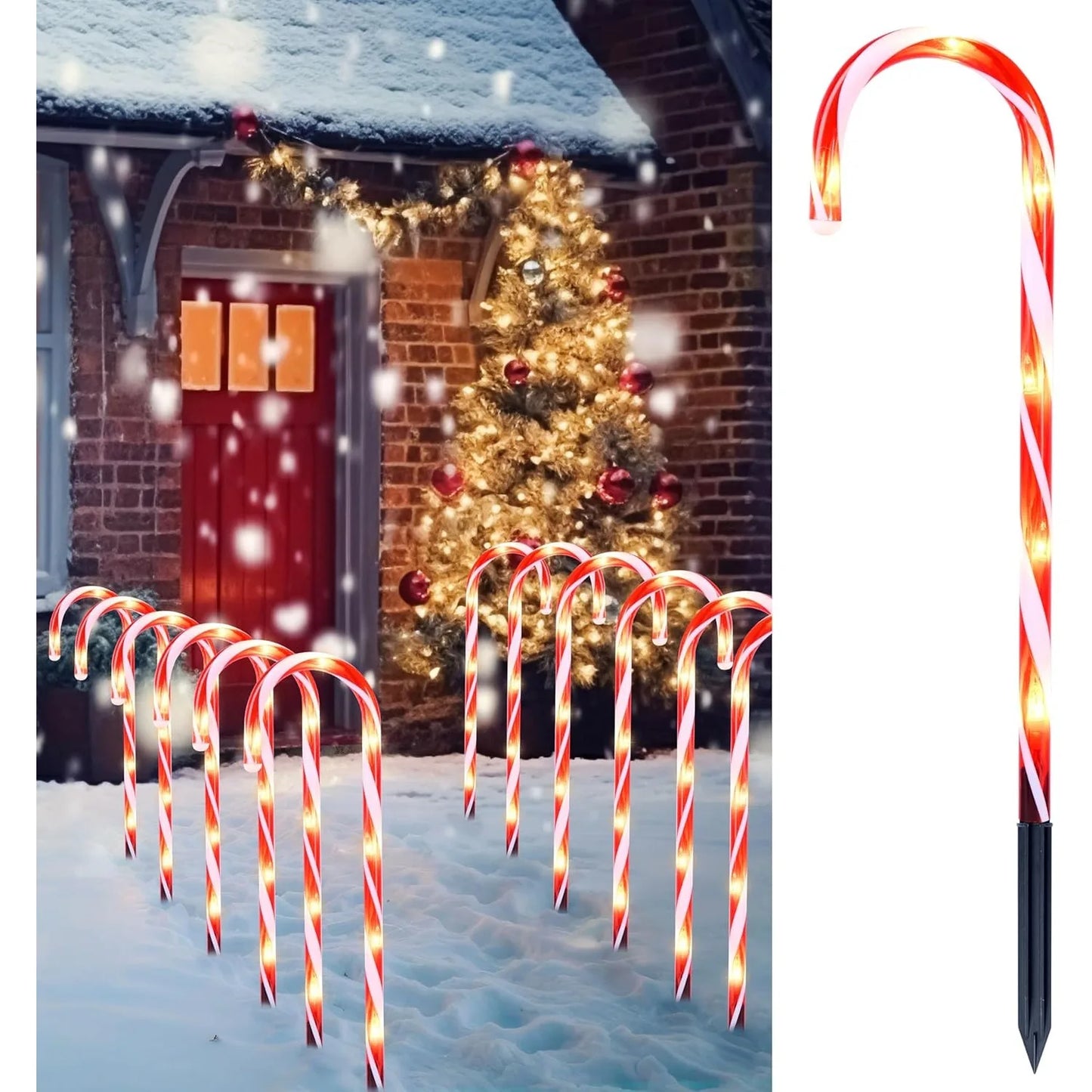 Joyfy Candy Cane Pathway Lights Set For Outdoor Christmas Decor