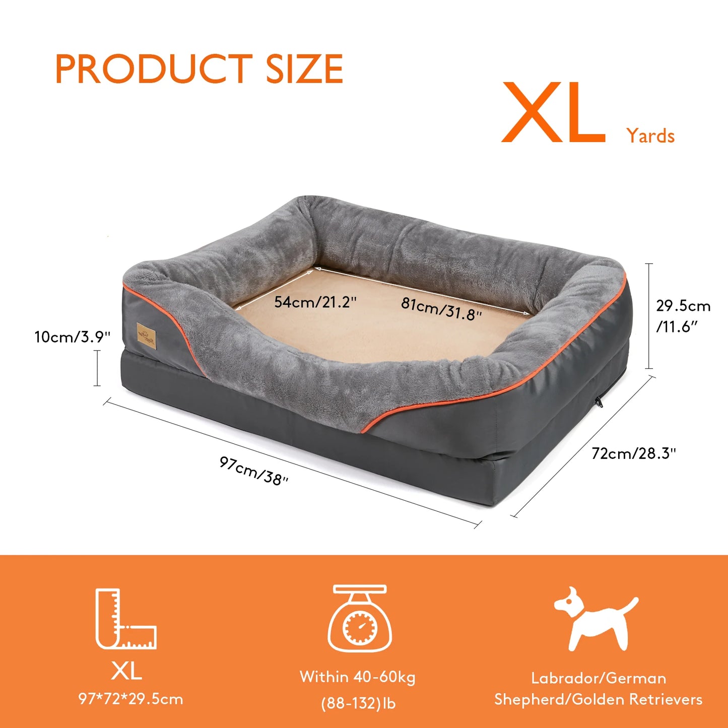 BINGOPAW Dog Bed with Removable Washable Cover Anti Allergy Warm