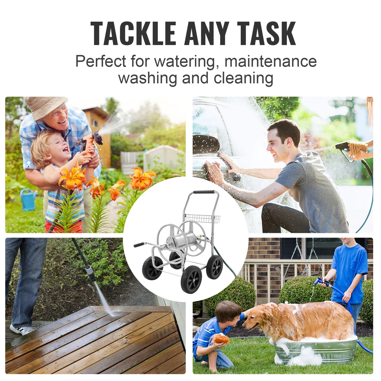 SucceBuy Hose Reel Cart Heavy Duty Garden Water Hose Carrier
