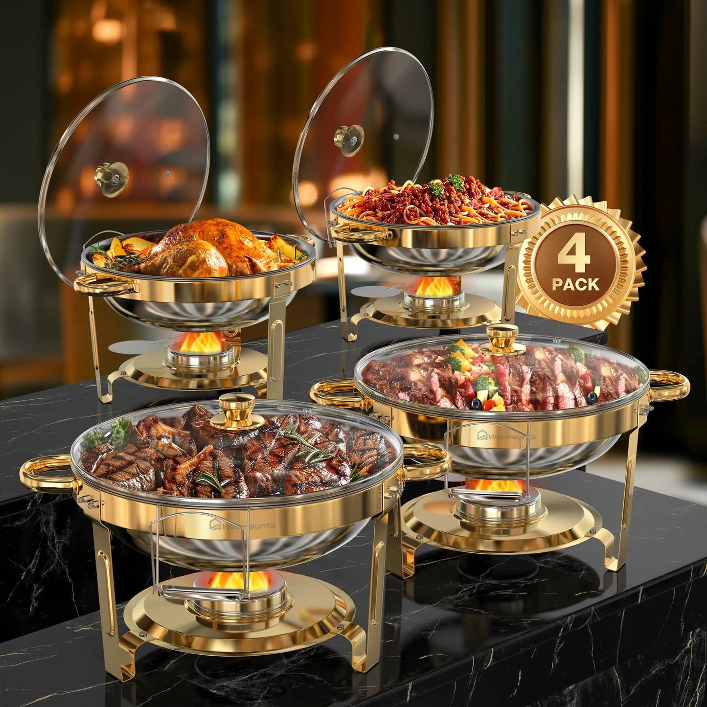 Chafing Dishes Buffet Set Stainless Steel Two To Four Pack