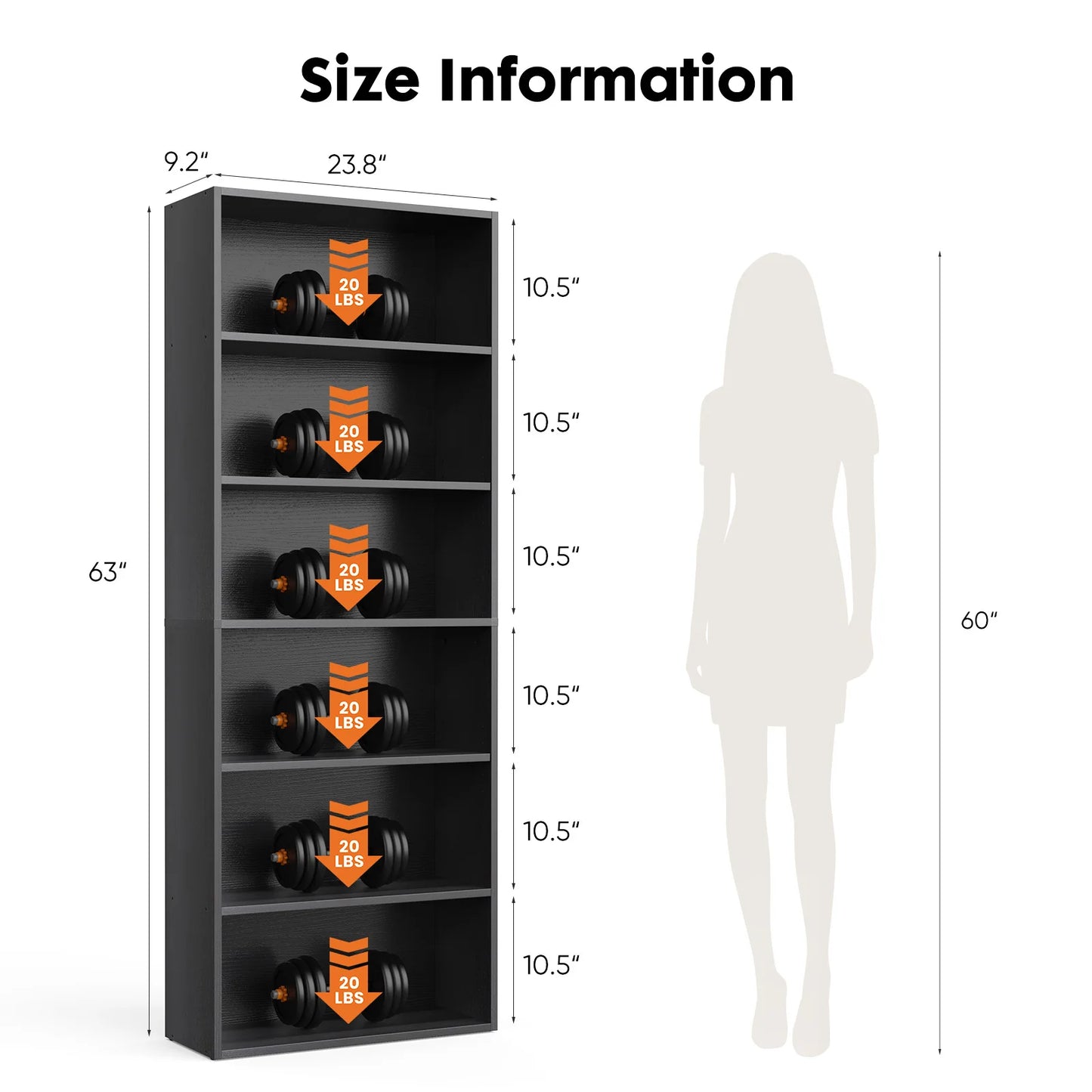 JHK Wooden Shelf Bookcase Floor Standing Modern Minimalist