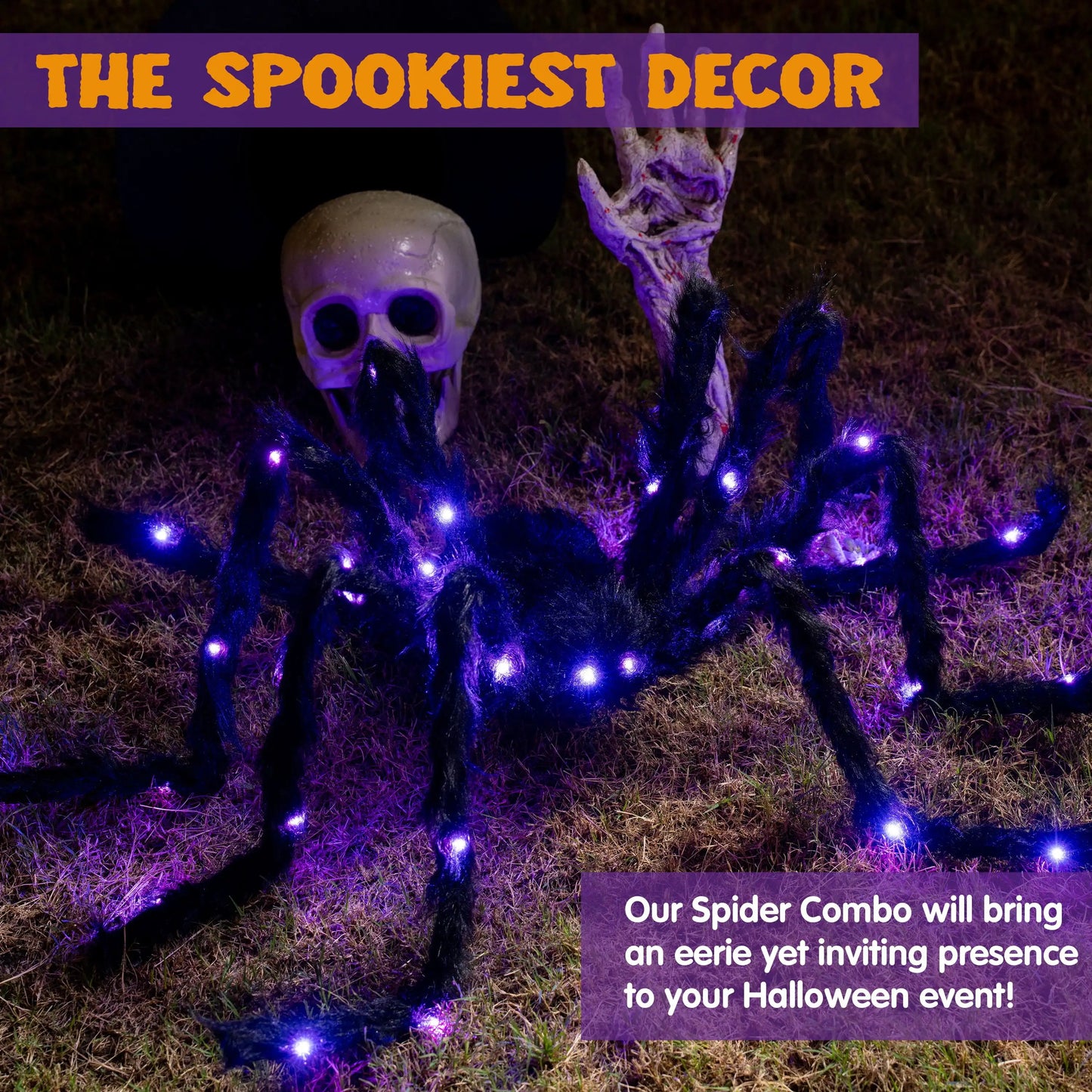 Joyfy Light Up Giant Spider Halloween Outdoor Decor For Yard