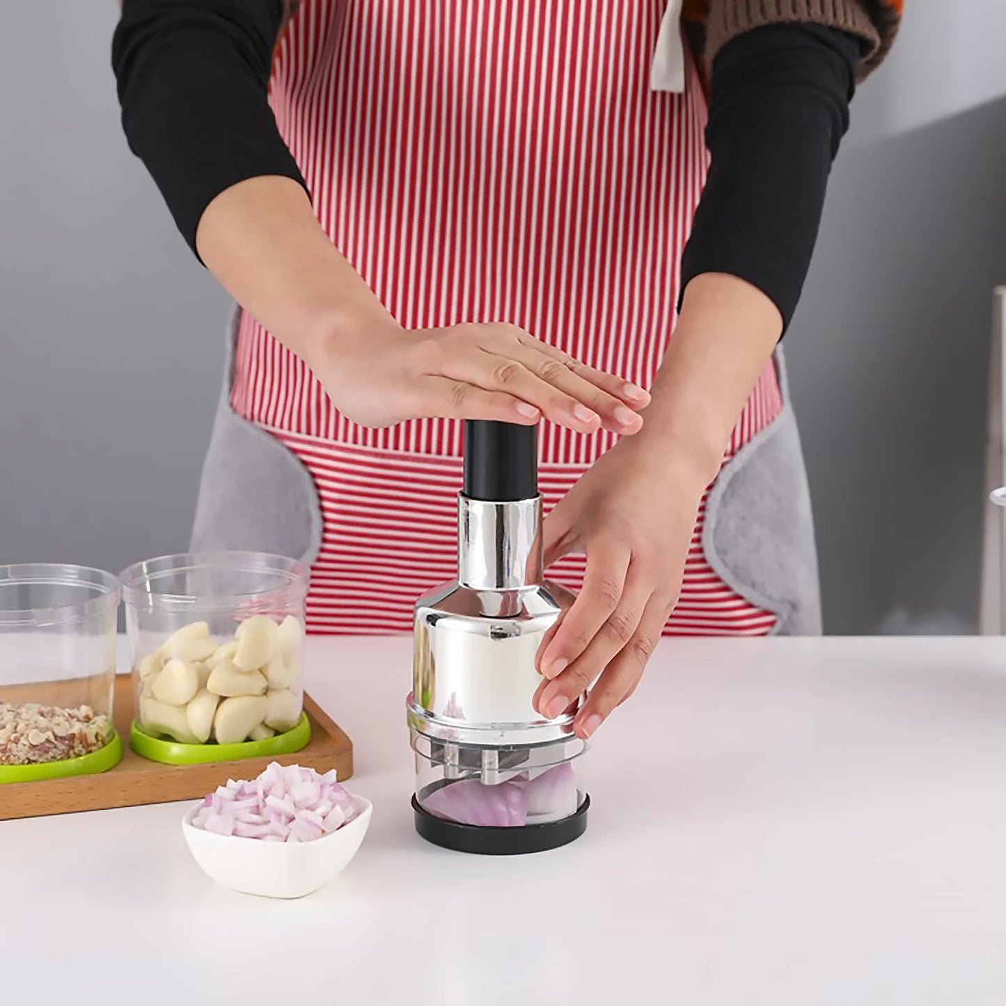 Manual Food Chopper Handheld Slap Press For Onions Garlic Nuts