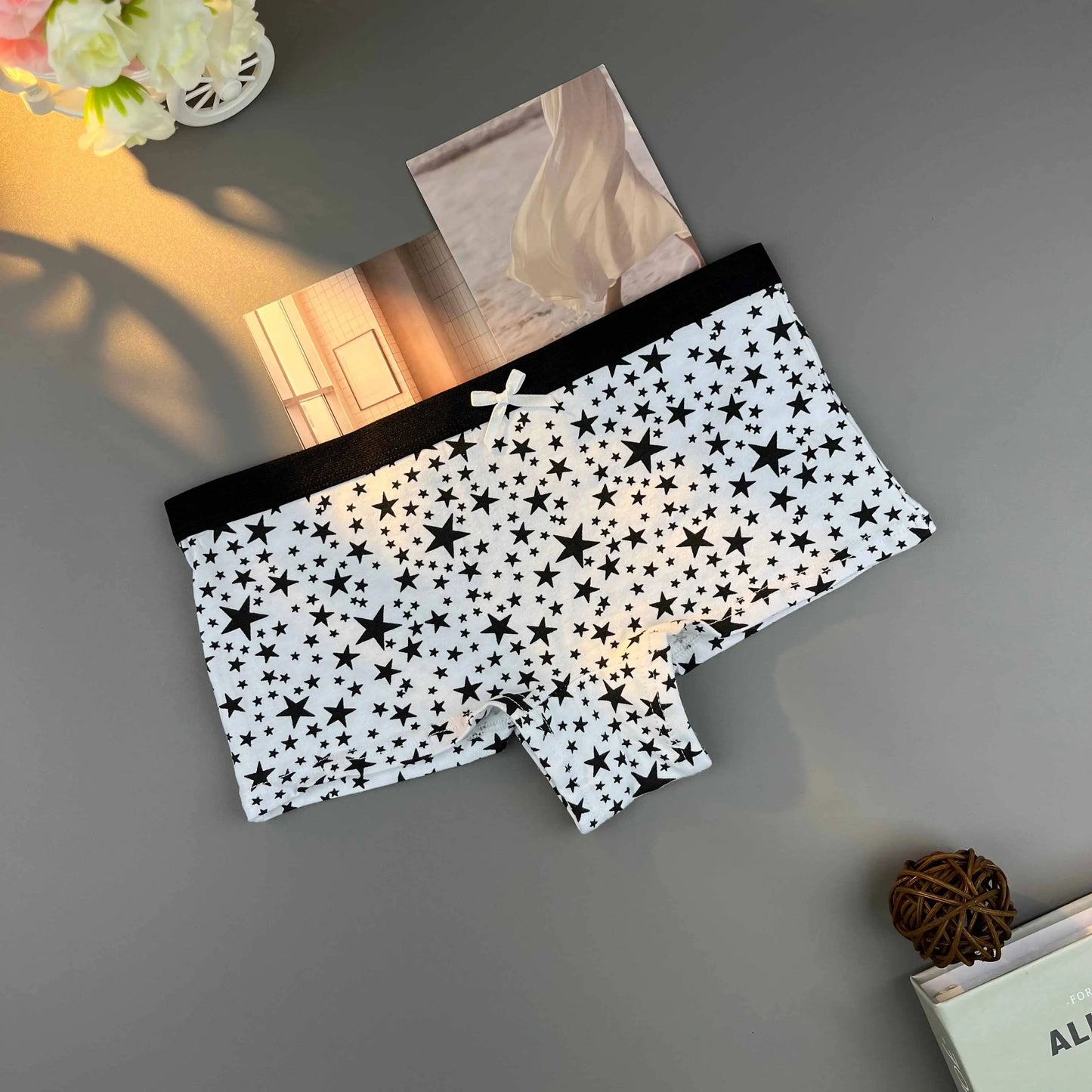 6pcs Set Women Panties Seamless Boyshort Star Print Low Waist