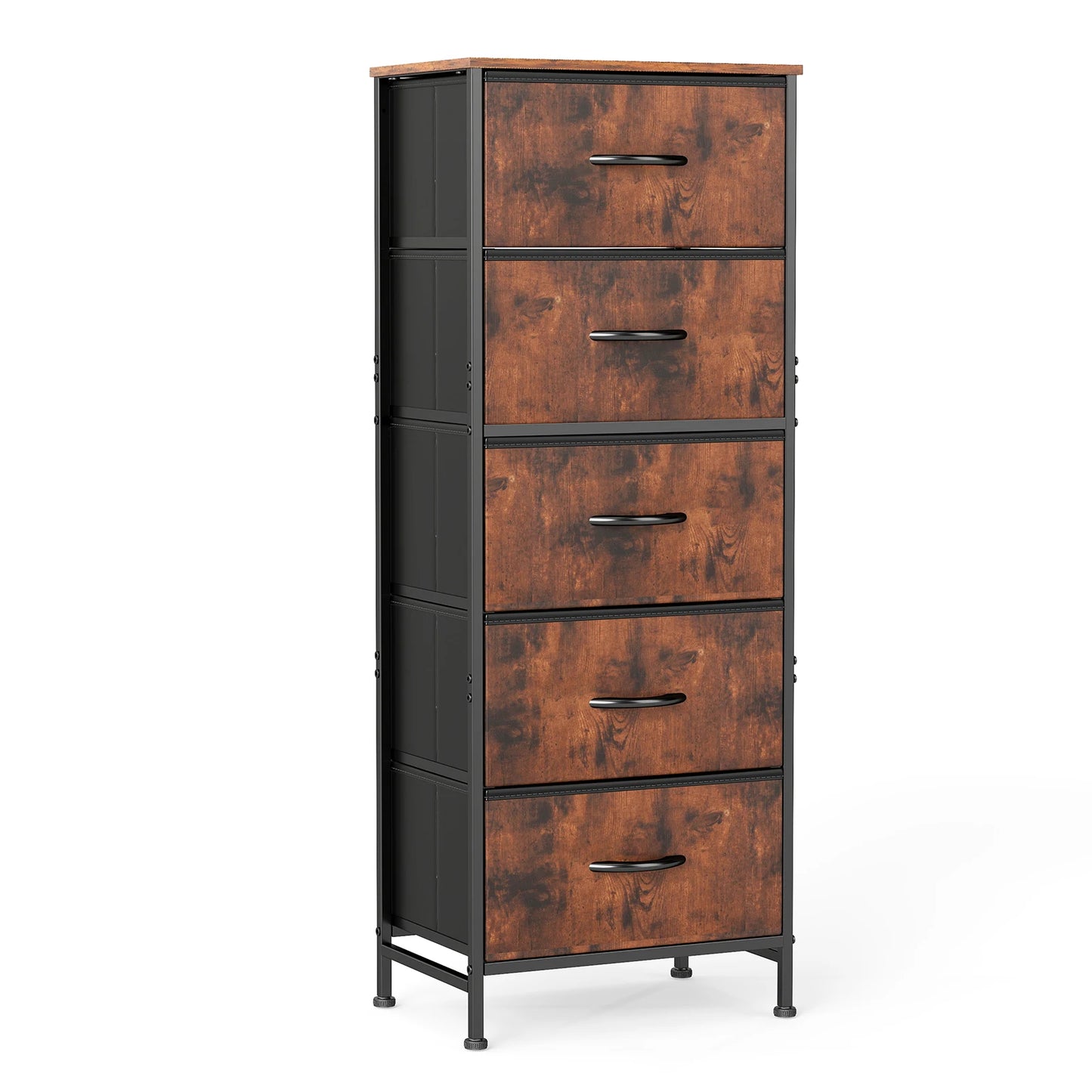 JHK 5-Drawer Fabric Dresser With Nightstand And Steel Frame