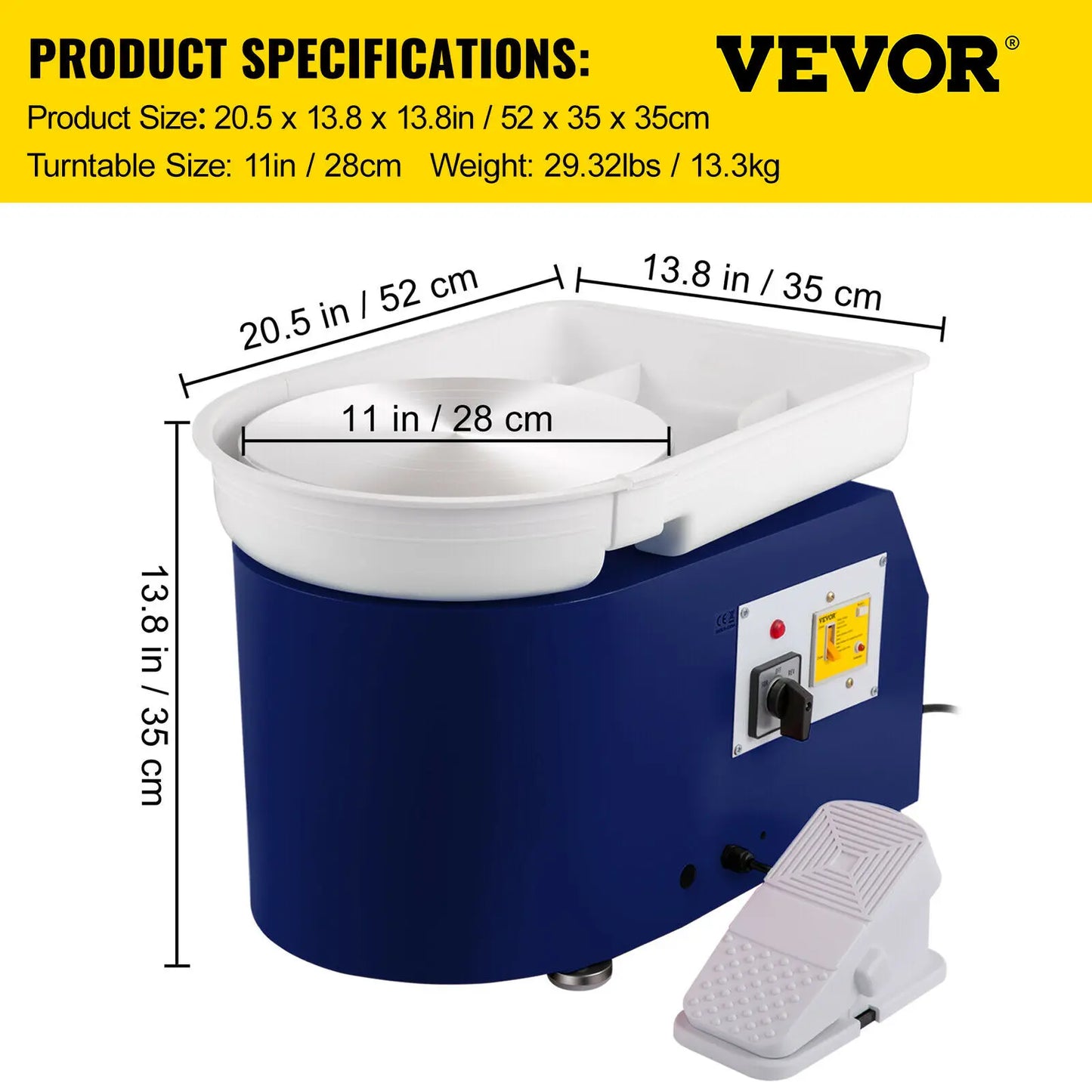 SucceBuy 350W Electric Pottery Wheel With Foot Pedal For Ceramic Clay