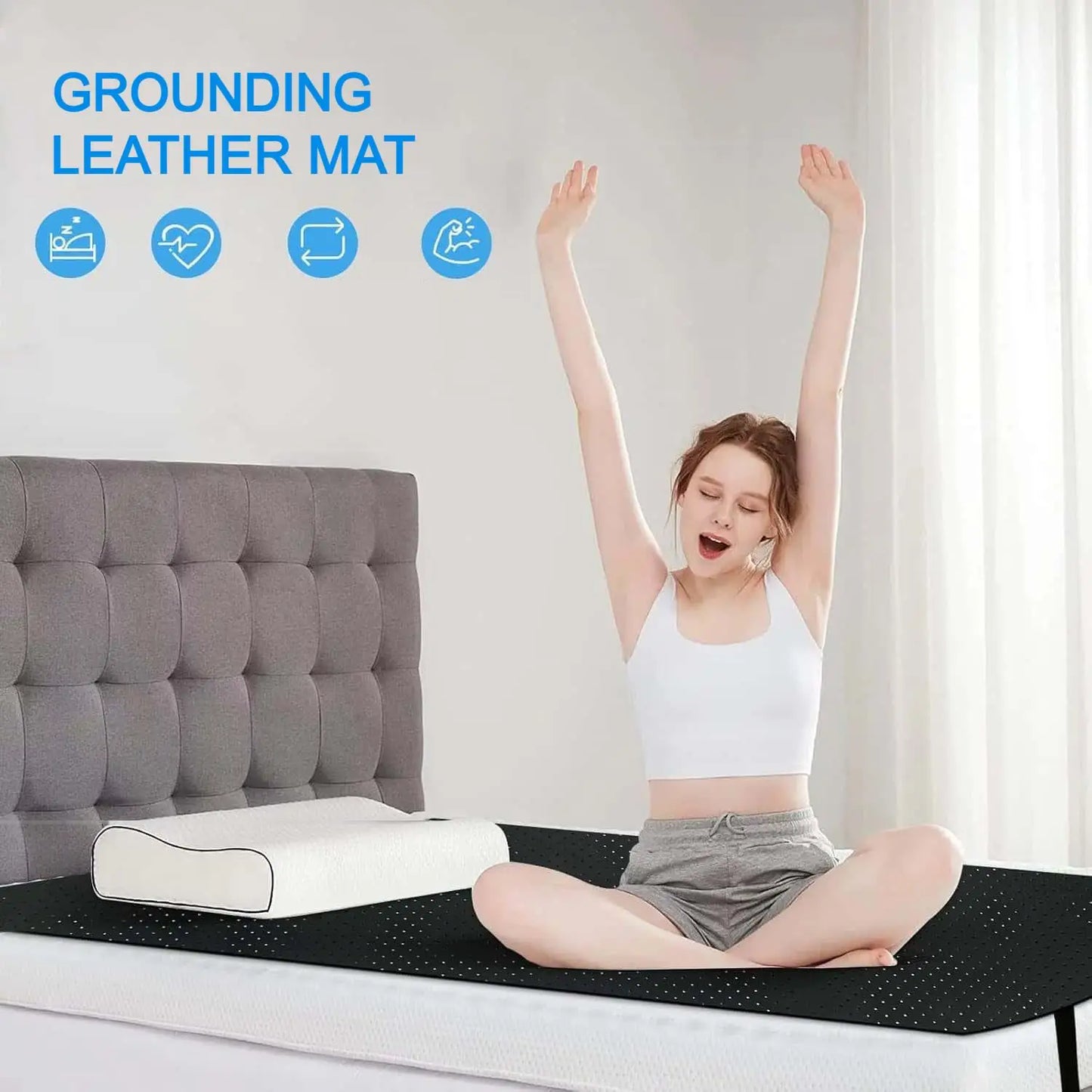 Grounding Mat Perforated Design 100 Percent Conductive Carbon Faux Leather