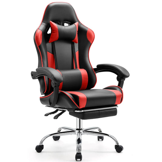 JHK Ergonomic Racing Gaming Chair PU Leather With Headrest And Lumbar Support