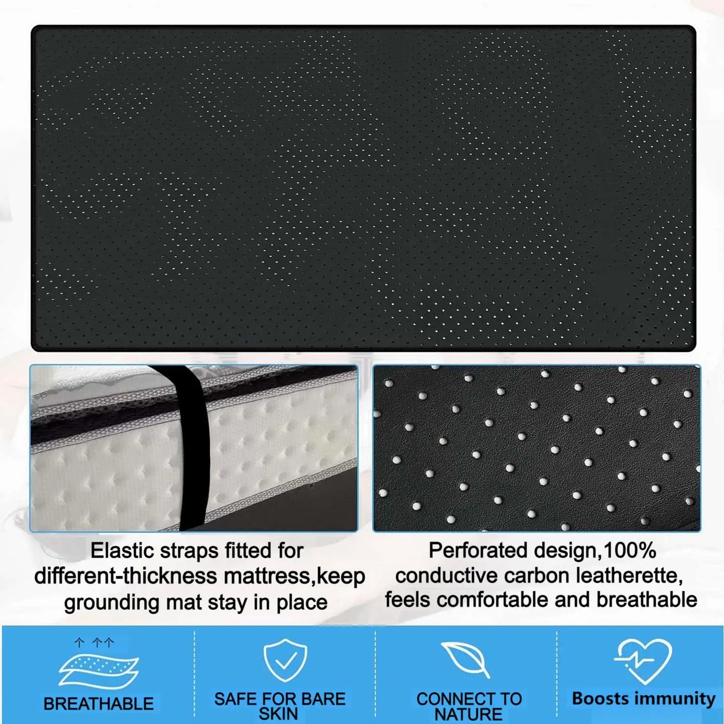 Grounding Mat Perforated Design 100 Percent Conductive Carbon Faux Leather