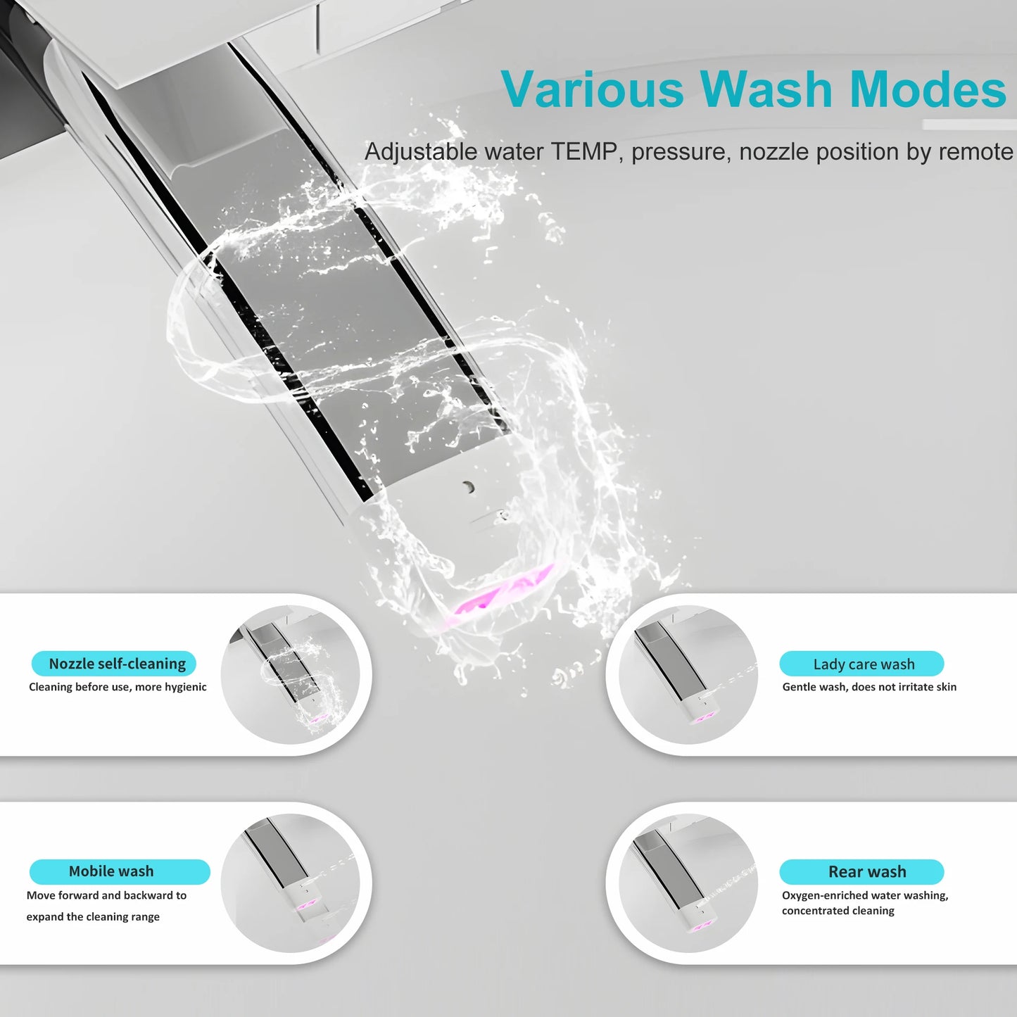 Smart Toilet With Built-In Bidet Auto Open Dual Heated Seat
