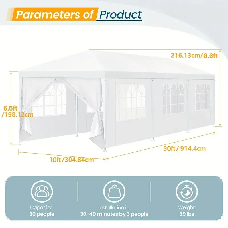 Tooluck Outdoor Party Tent With Removable Sidewalls Waterproof