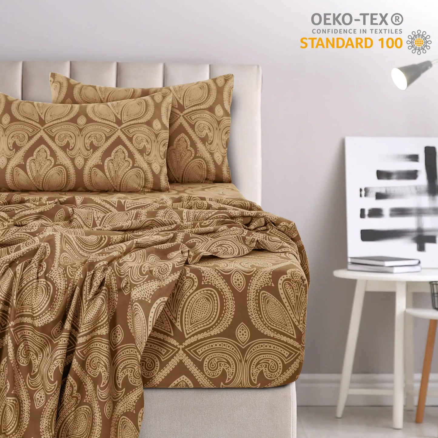 Lux Decor Paisley Microfiber Bed Sheet Set Wrinkle Resistant