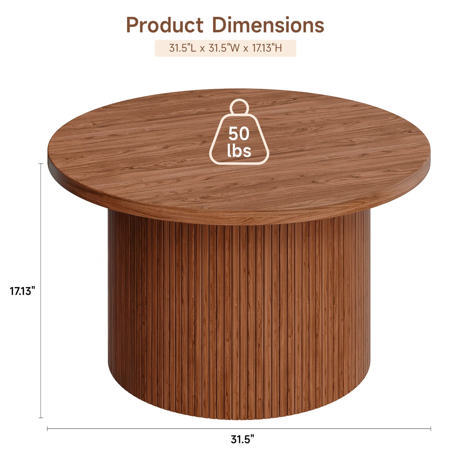 Tambour Design Mid Century Modern Wood Coffee Table
