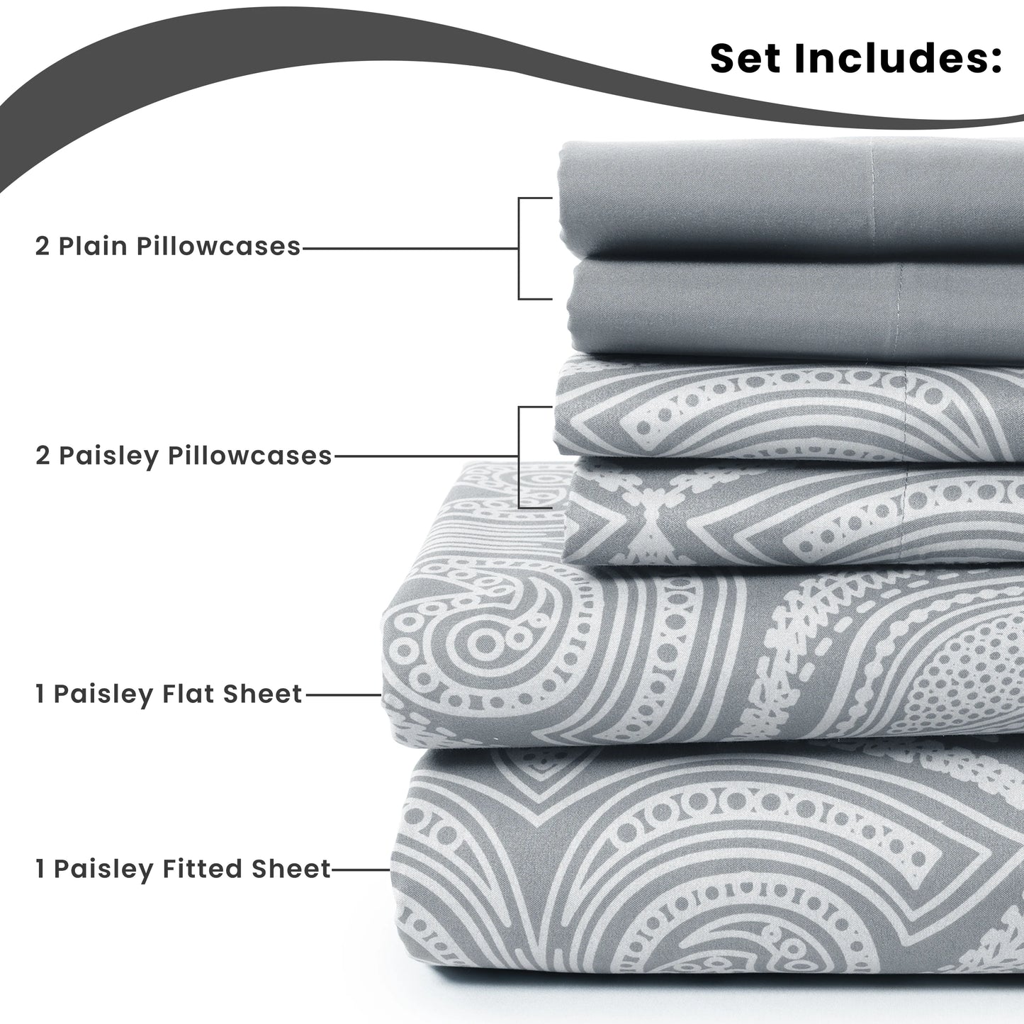 LDC Lux Decor Collection Paisley Microfiber Sheet Set Six Piece