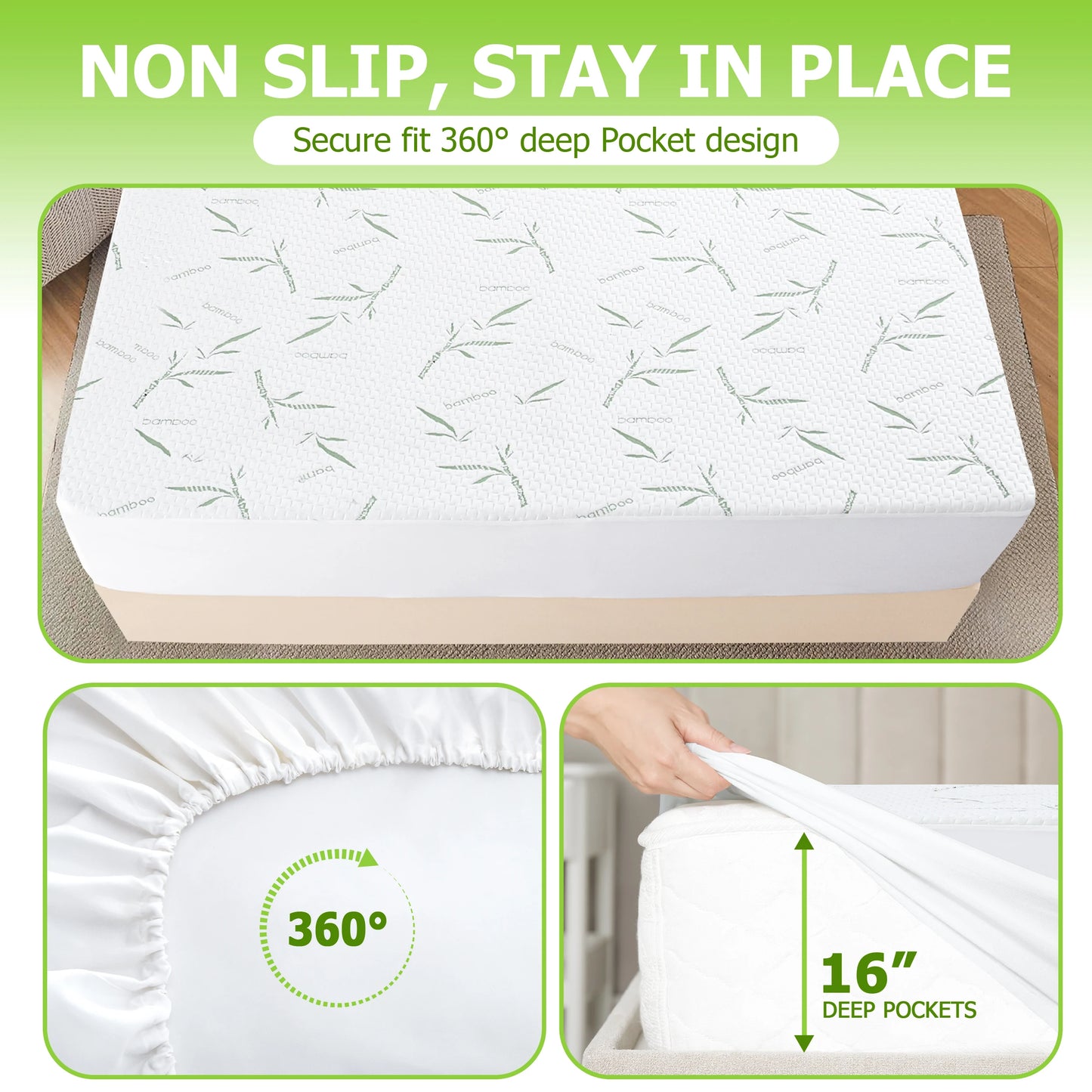 LDC Lux Decor Collection Mattress Protector Cooling Bamboo Waterproof