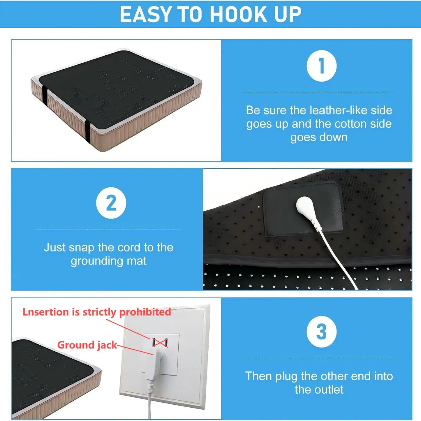 Grounding Mat Perforated Design 100 Percent Conductive Carbon Faux Leather