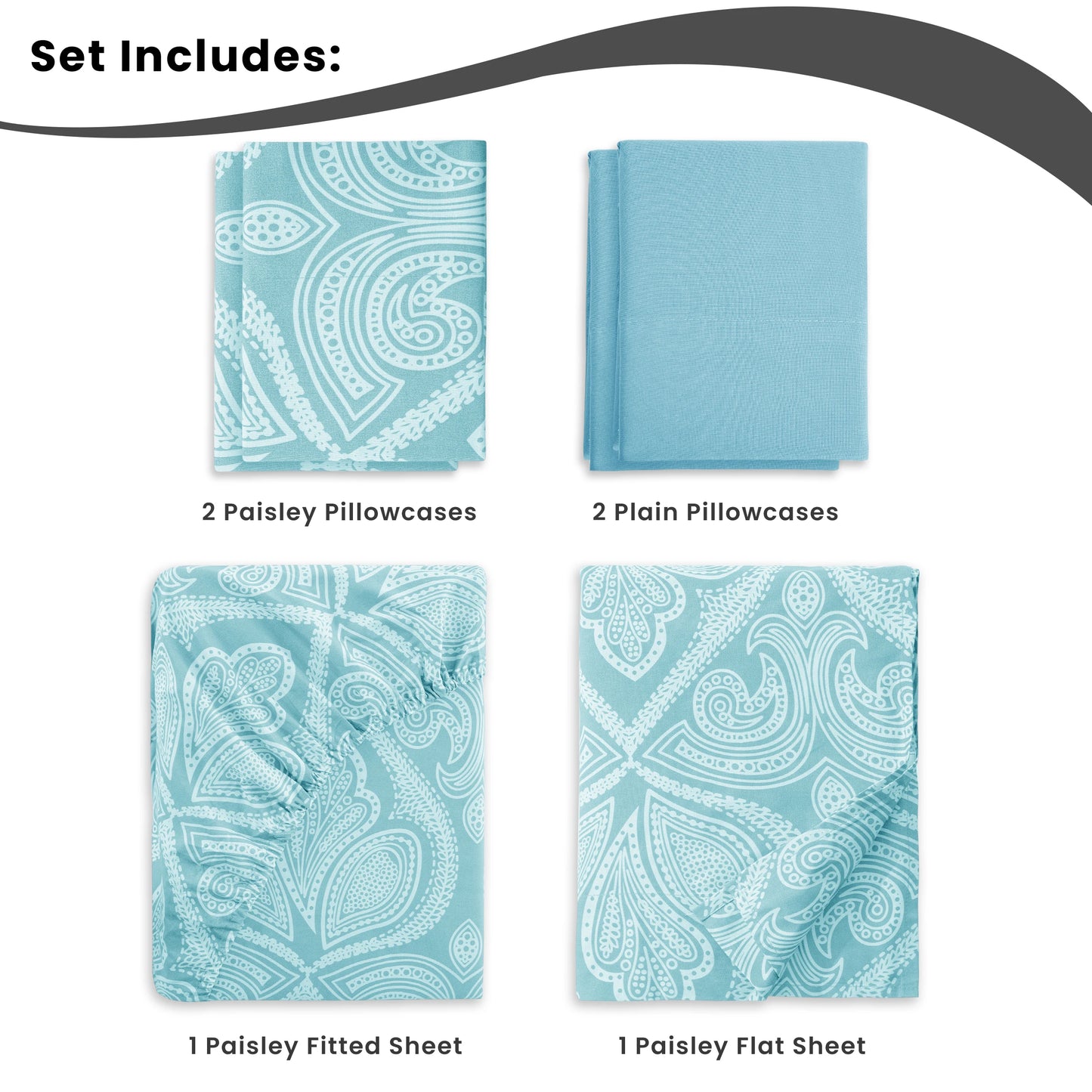 LDC Lux Decor Collection Paisley Microfiber Sheet Set Six Piece