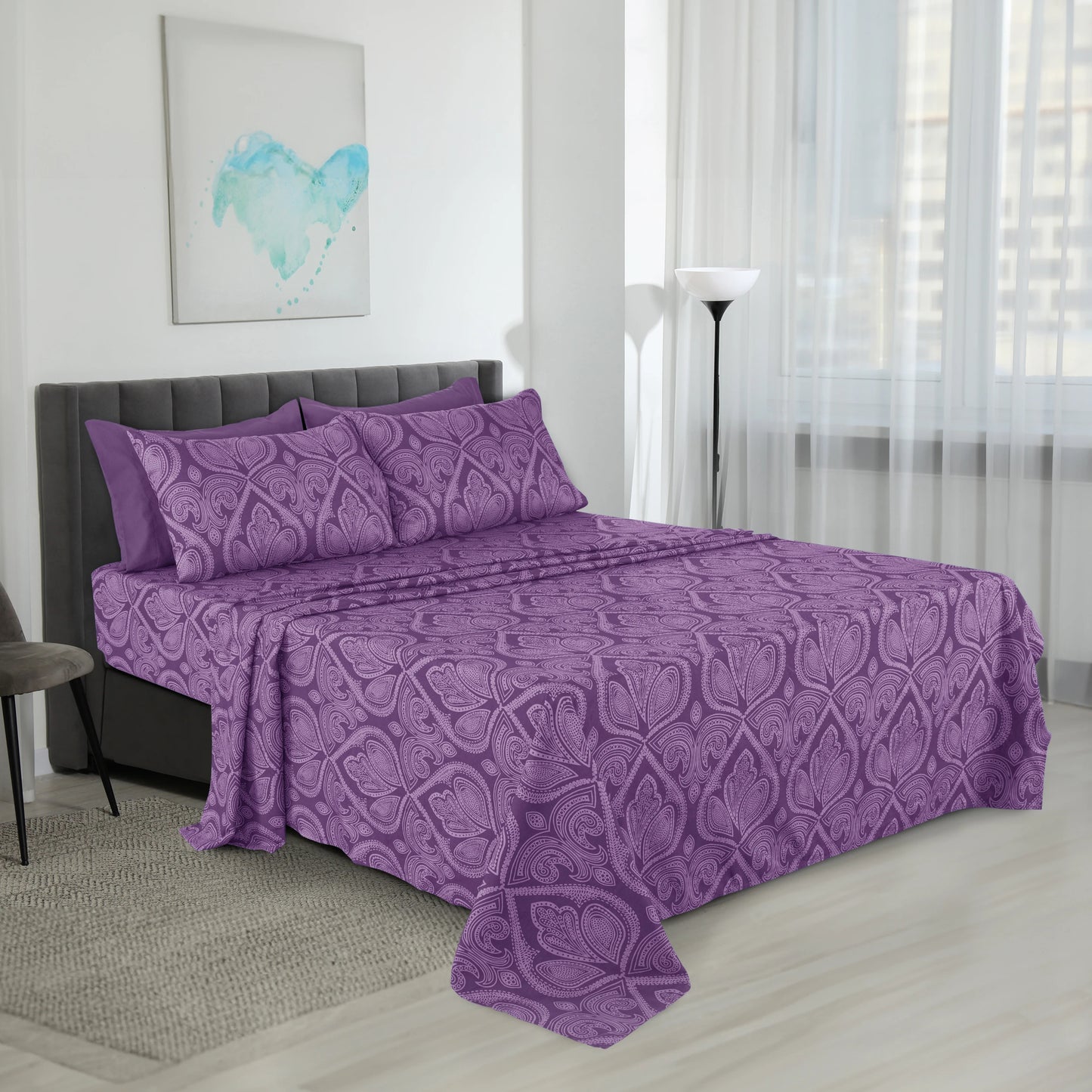 LDC Lux Decor Collection Paisley Microfiber Sheet Set Six Piece