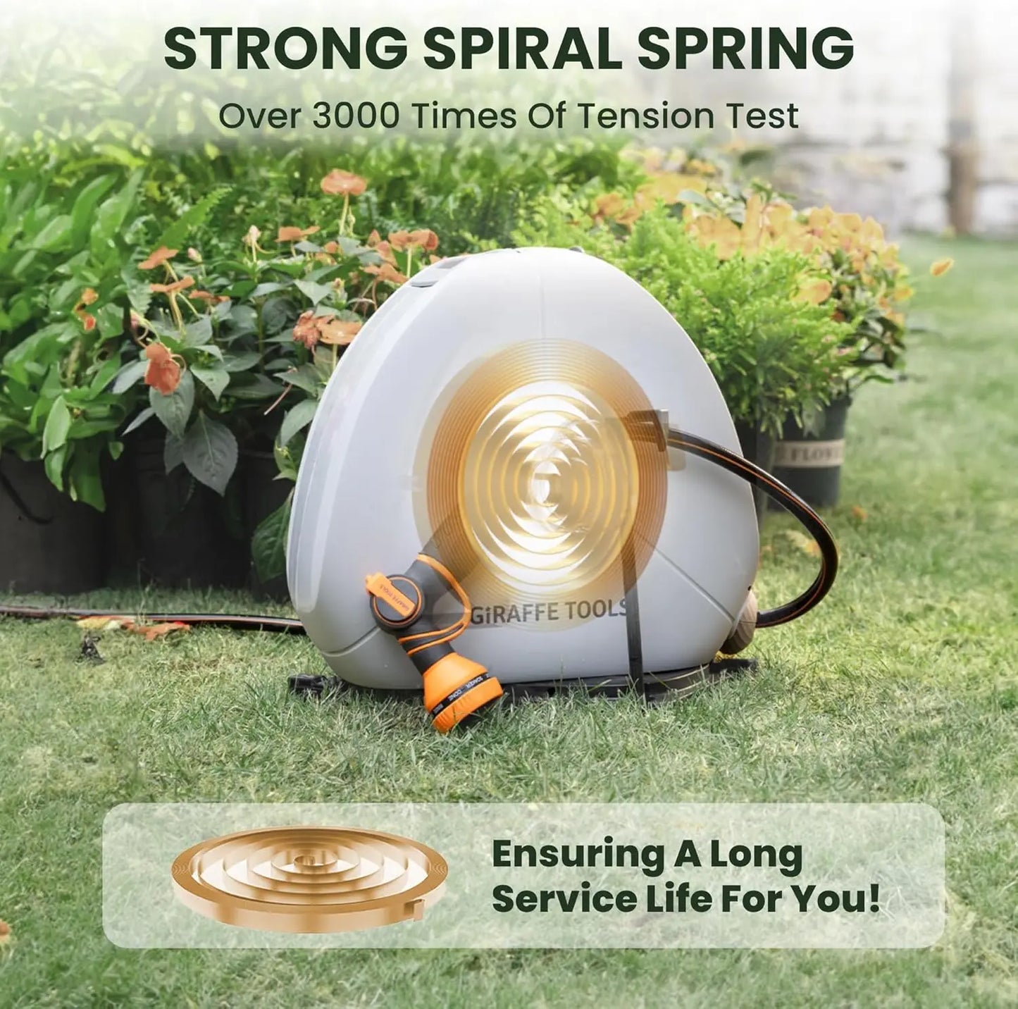 Giraffe Tools Ground Mount Retractable Hose Reel With Automatic Rewind