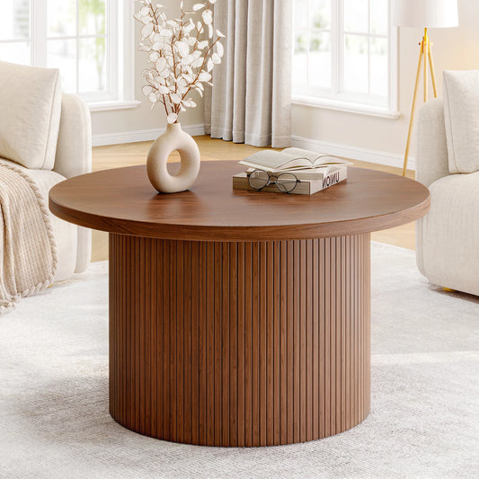 Tambour Design Mid Century Modern Wood Coffee Table