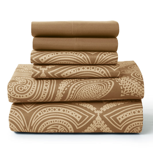 LDC Lux Decor Collection Paisley Microfiber Sheet Set Six Piece