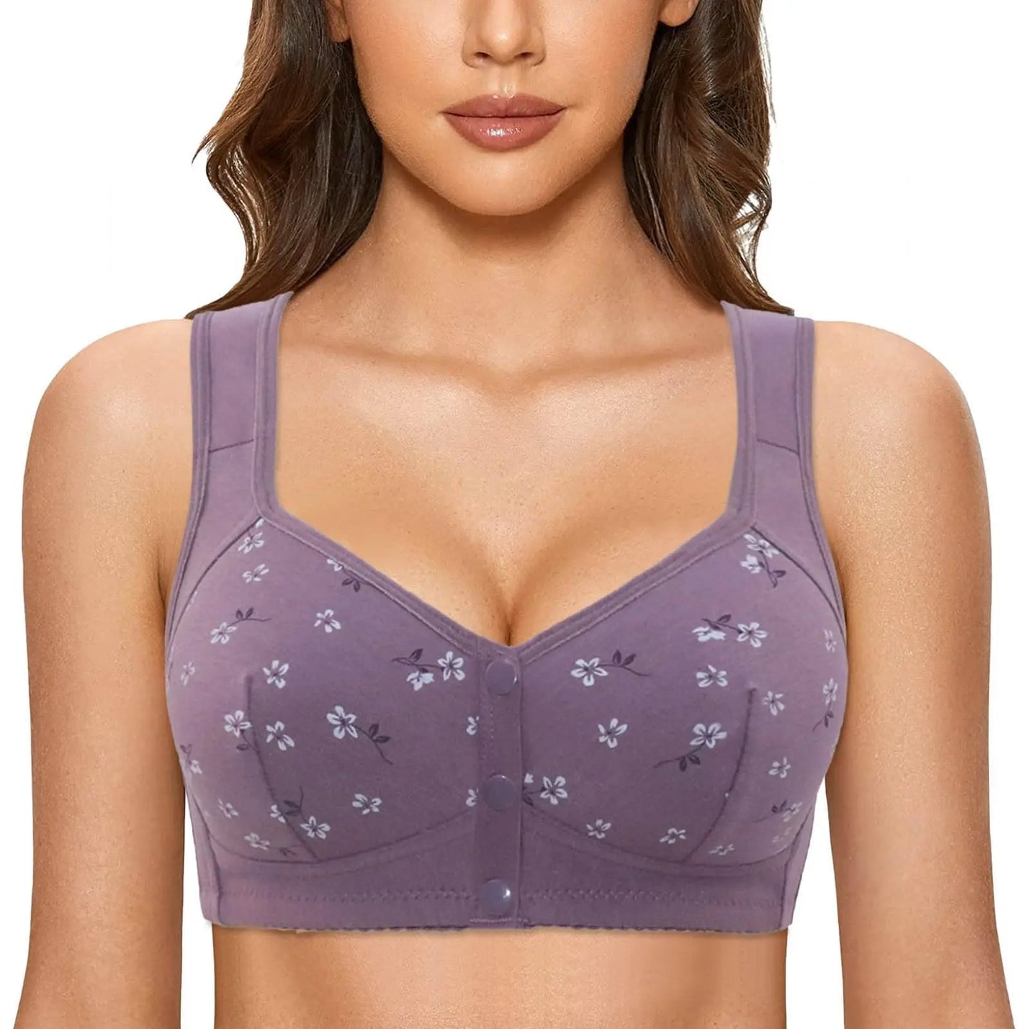Floral Lace Wireless Bra For Women With Adjustable Breathable Support