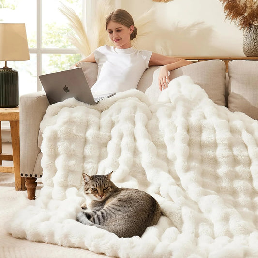 Rosekind Ultra Soft Faux Fur Rabbit Blanket Bed And Sofa