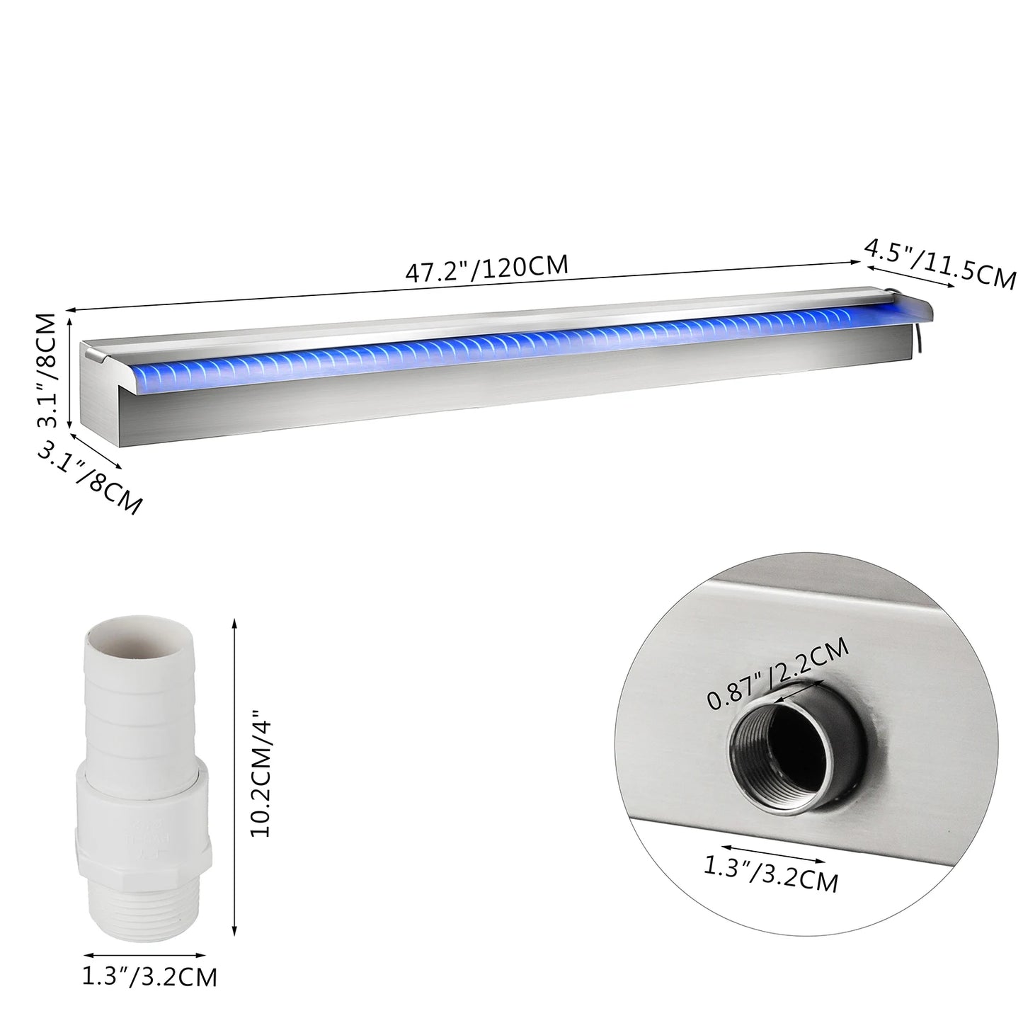 Pool Fountain Waterfall With LED Light For Pond And Garden