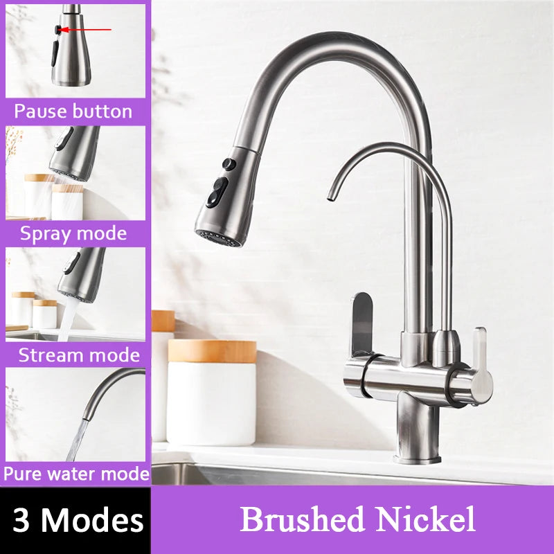 Shinesia Touch Sensor Kitchen Faucet With Dual Handle Pull Out
