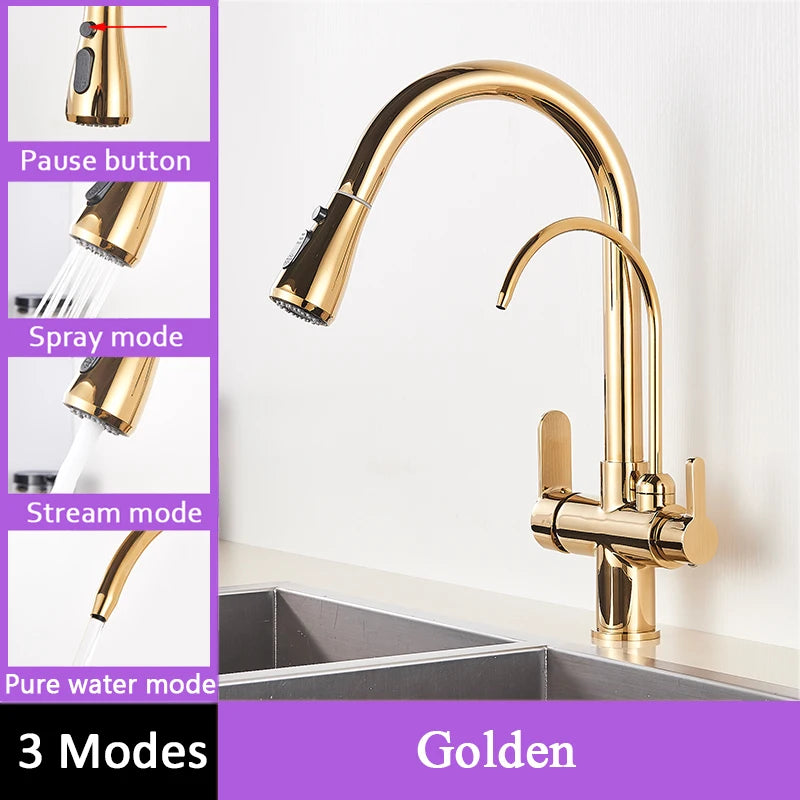 Shinesia Touch Sensor Kitchen Faucet With Dual Handle Pull Out