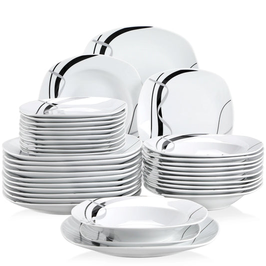 Malacasa Fiona Porcelain Dinnerware Set Dinner Plates Dessert Plates