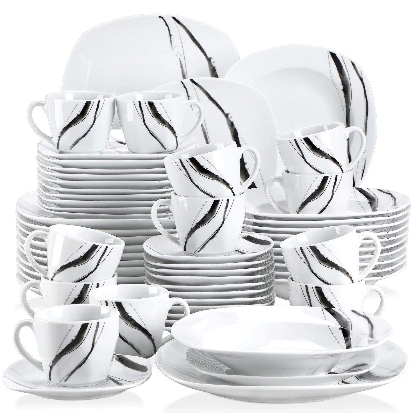 MALACASA Teresa Porcelain Dinnerware Set With Cups And Saucers