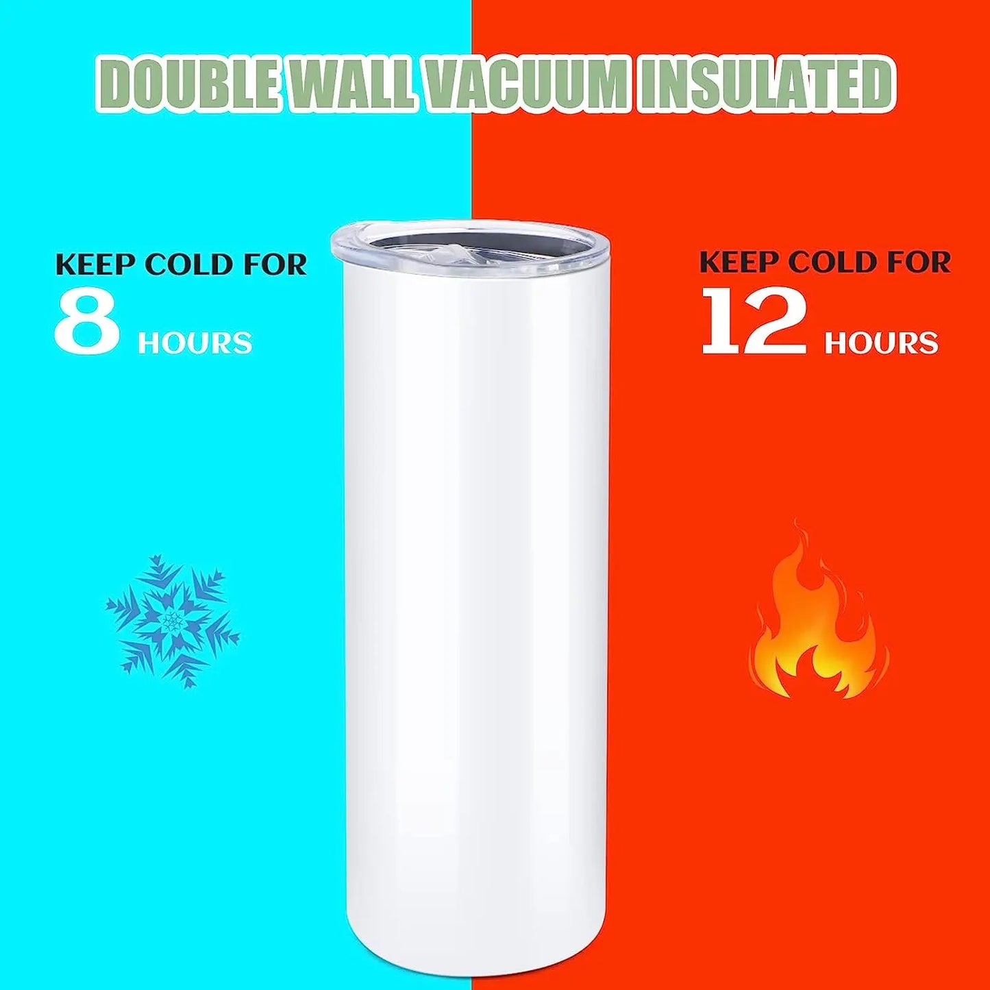 8 Pack Sublimation Tumbler Blanks Skinny Straight Stainless Steel
