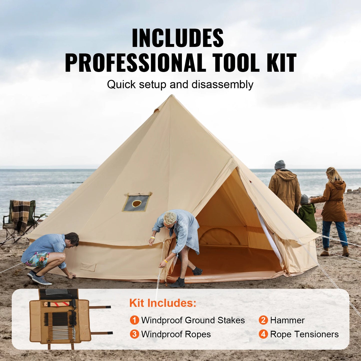 SucceBuy Canvas Bell Tent For Camping Holds 8 People
