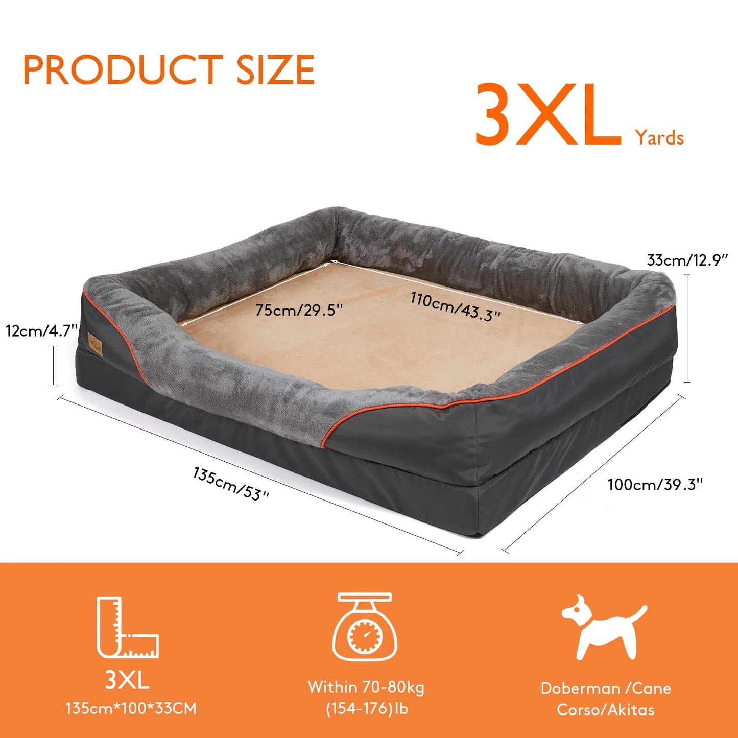 BINGOPAW Dog Bed with Removable Washable Cover Anti Allergy Warm