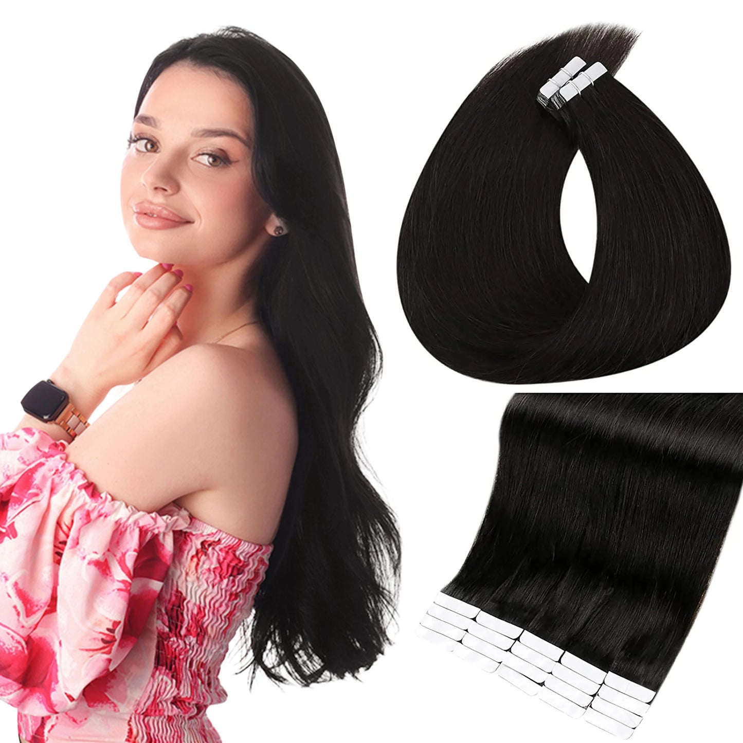Full Shine Hair Tape In Remy Natural Human Hair Extensions