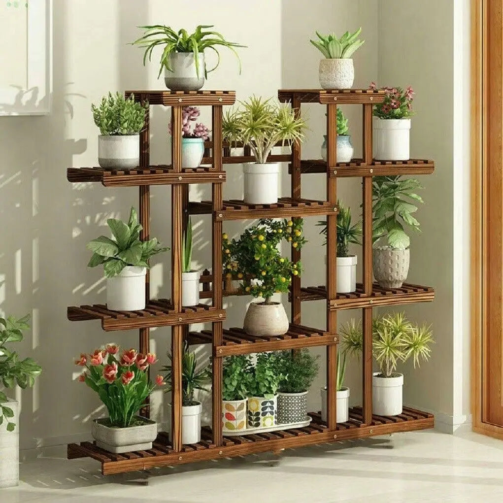 Wisfor Wooden Plant Shelf Multi-Tier Pot Stand Indoor Outdoor Display